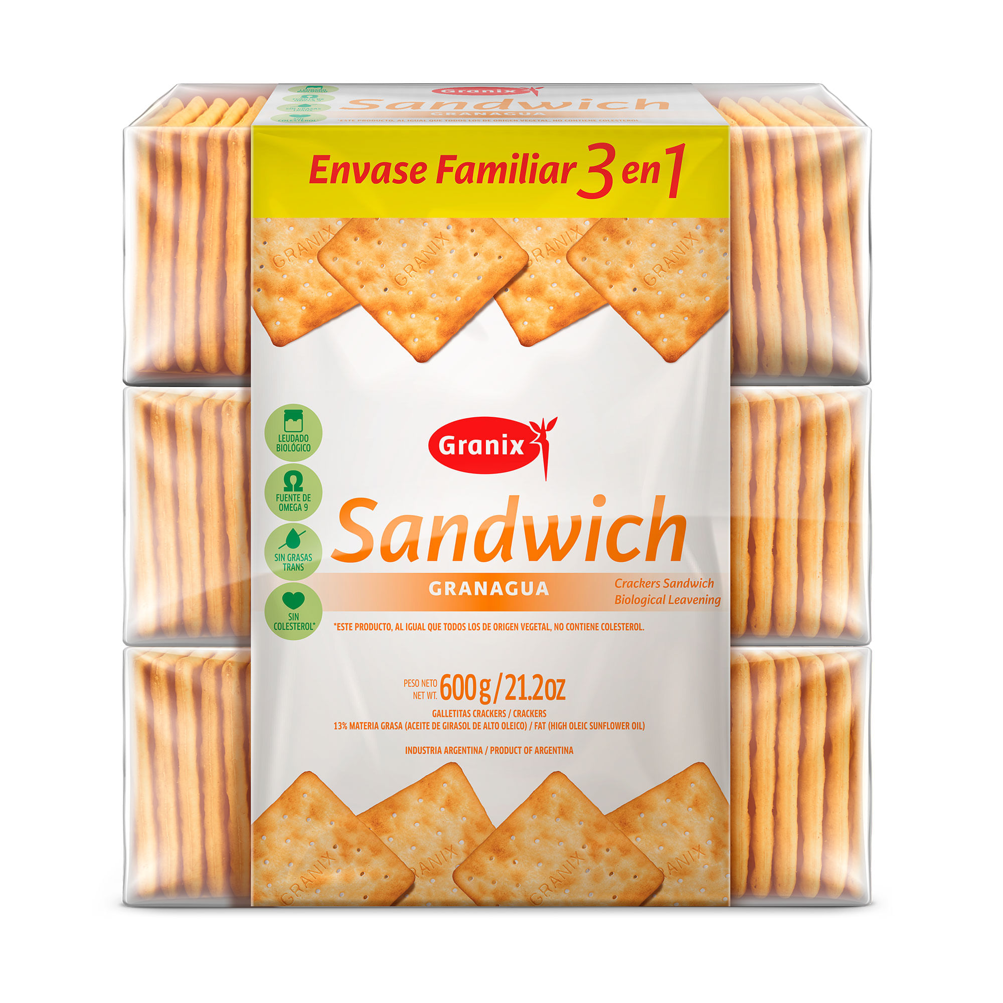 Galletitas crackers Granix sandwich 3 u. x 200 g.