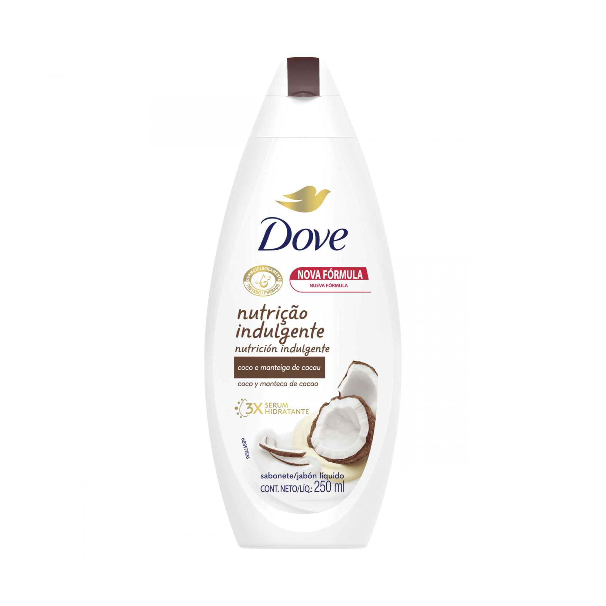 Jabón líquido Dove coco 250 cc.
