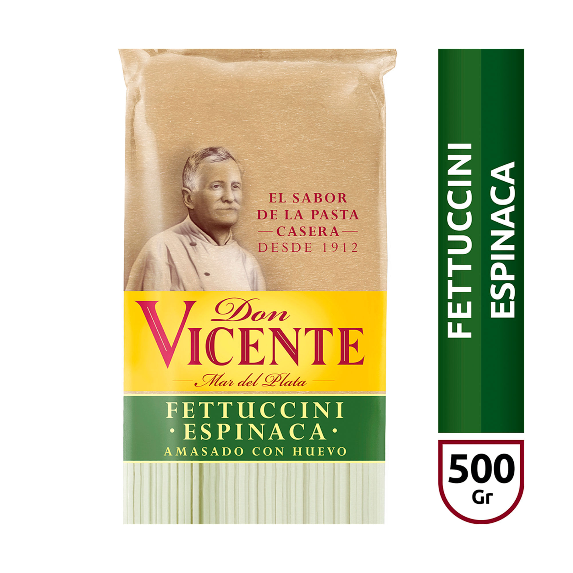 Fideos fettuccini Don Vicente espinaca 500 g.