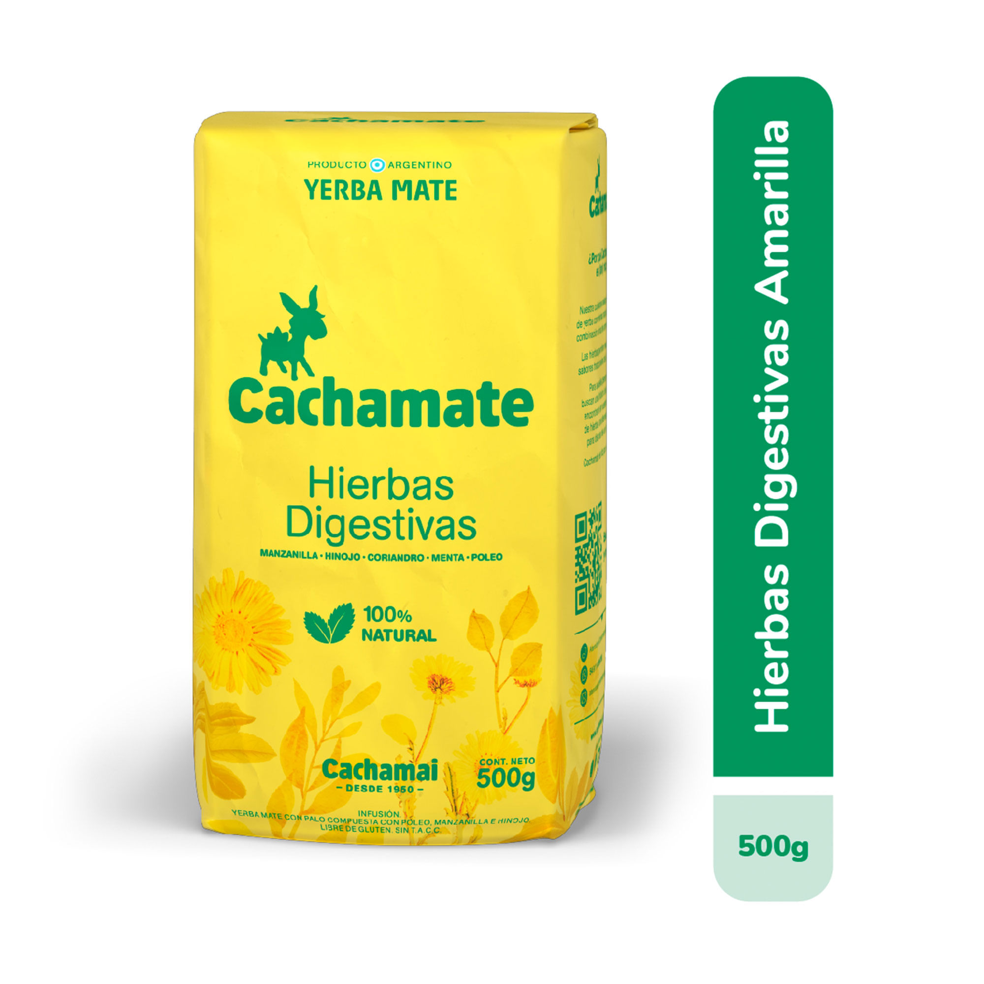 Yerba mate Cachamate amarilla paquete 500 g.