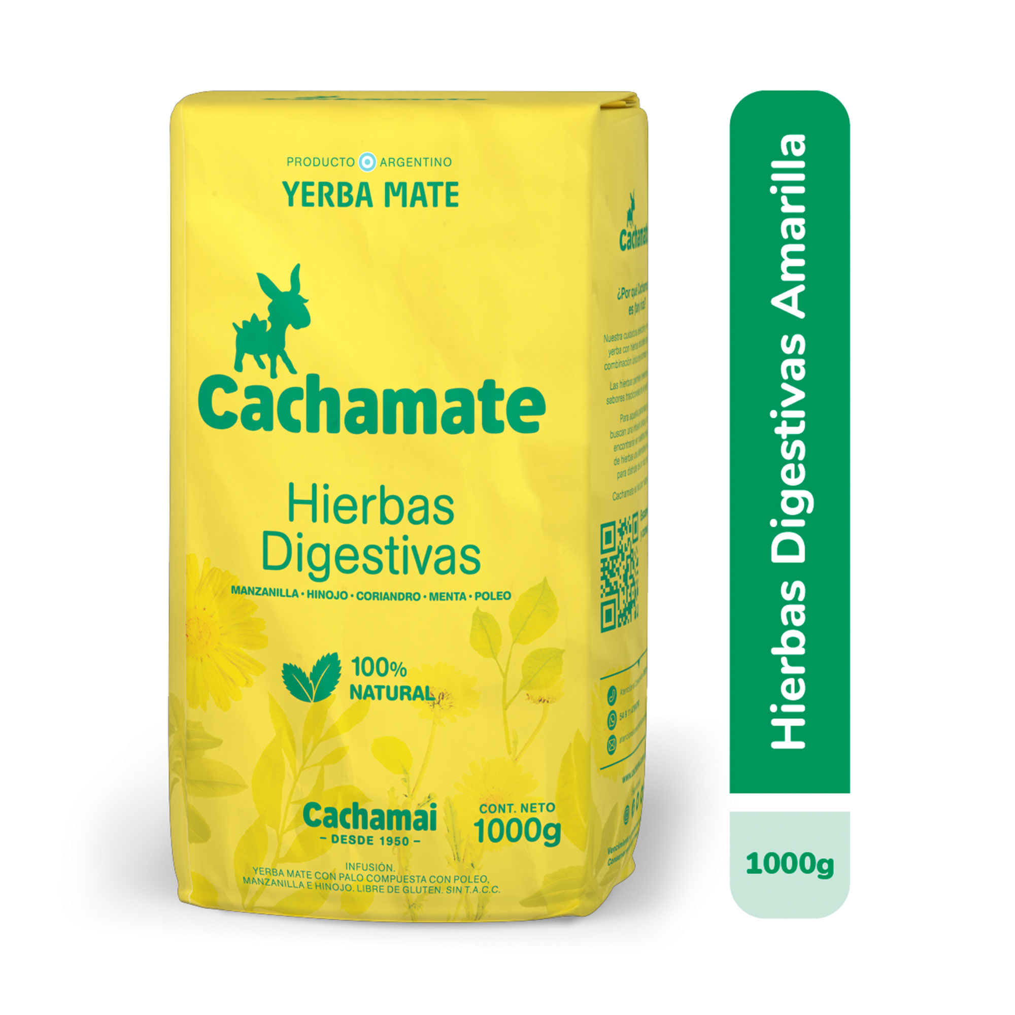 Yerba mate Cachamate amarilla paquete 1 kg.
