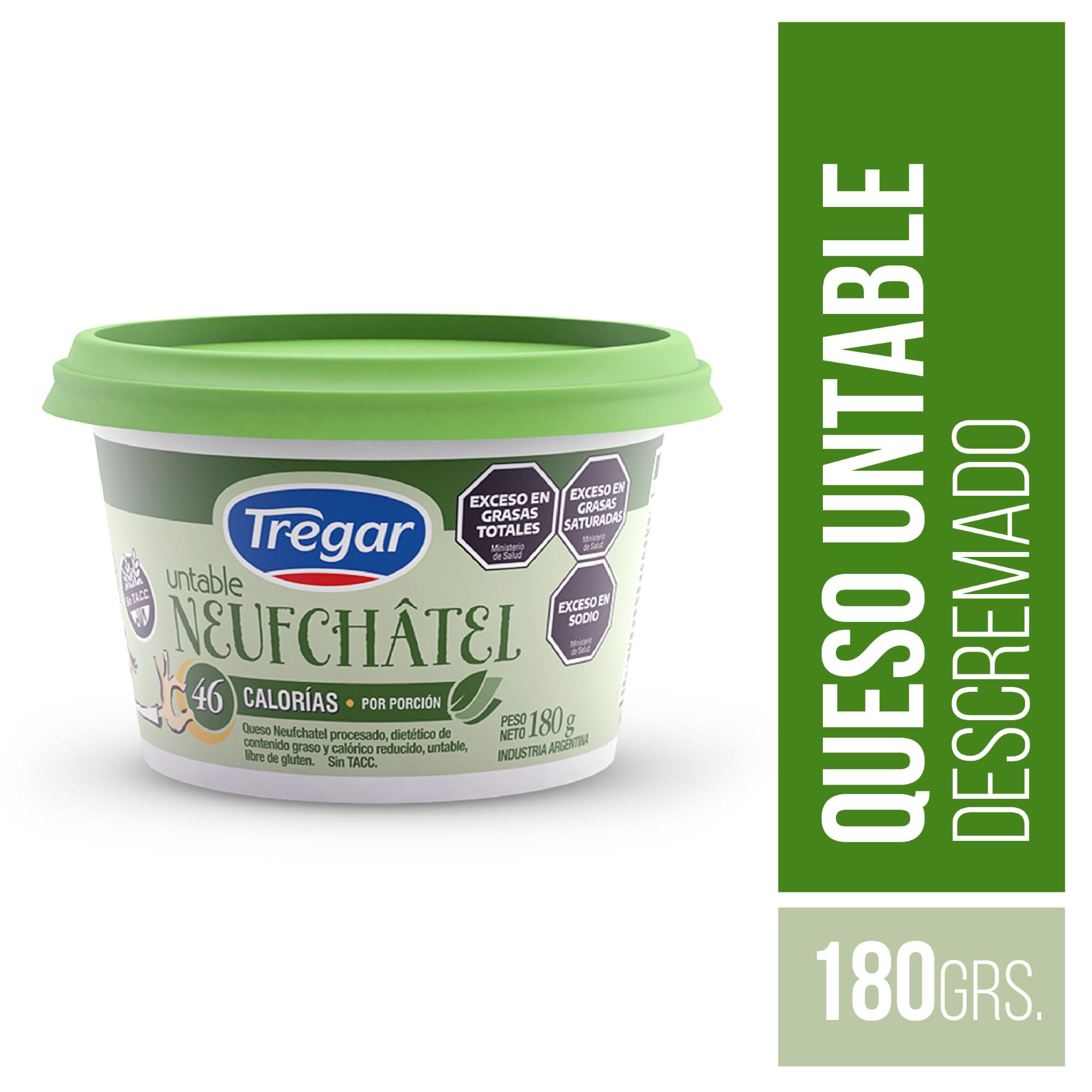 Queso neufchatel Tregar light en pote 180 g.