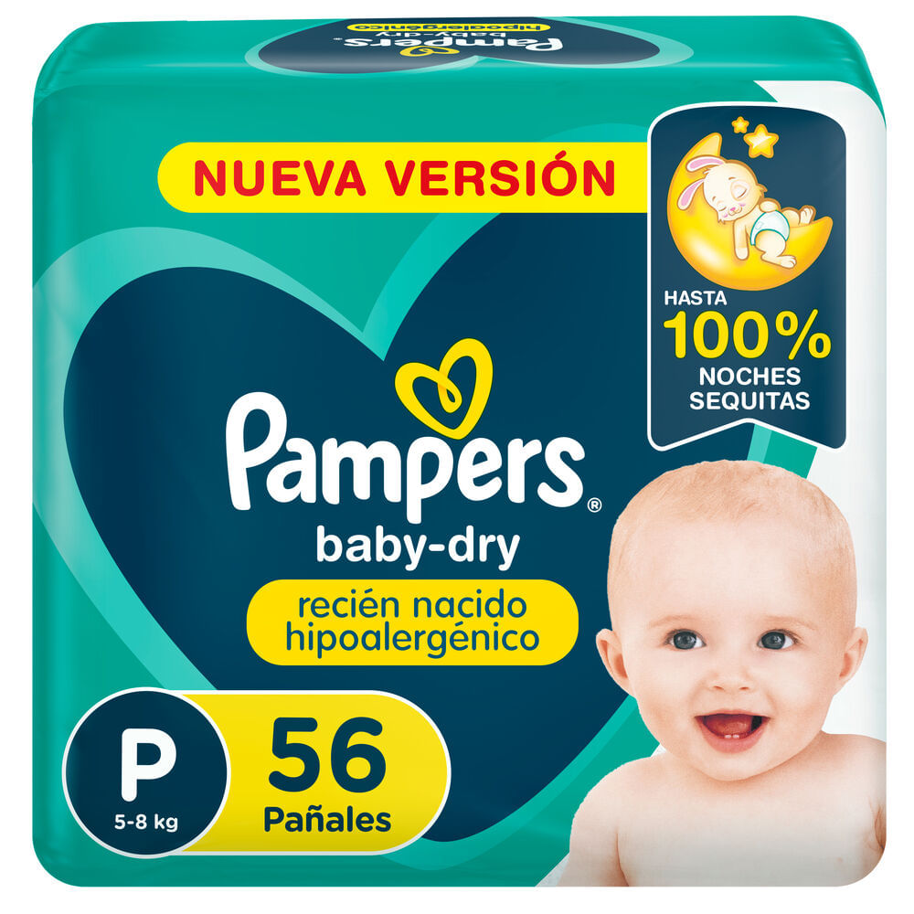 Pañales talle P Pampers babydry 56 uni