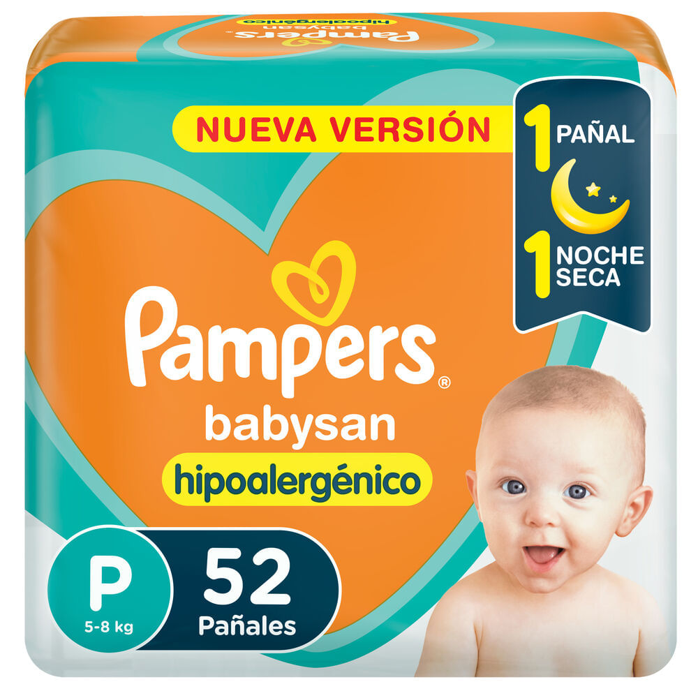Pañales Pampers babysan talle P hipoalergénico 52 uni