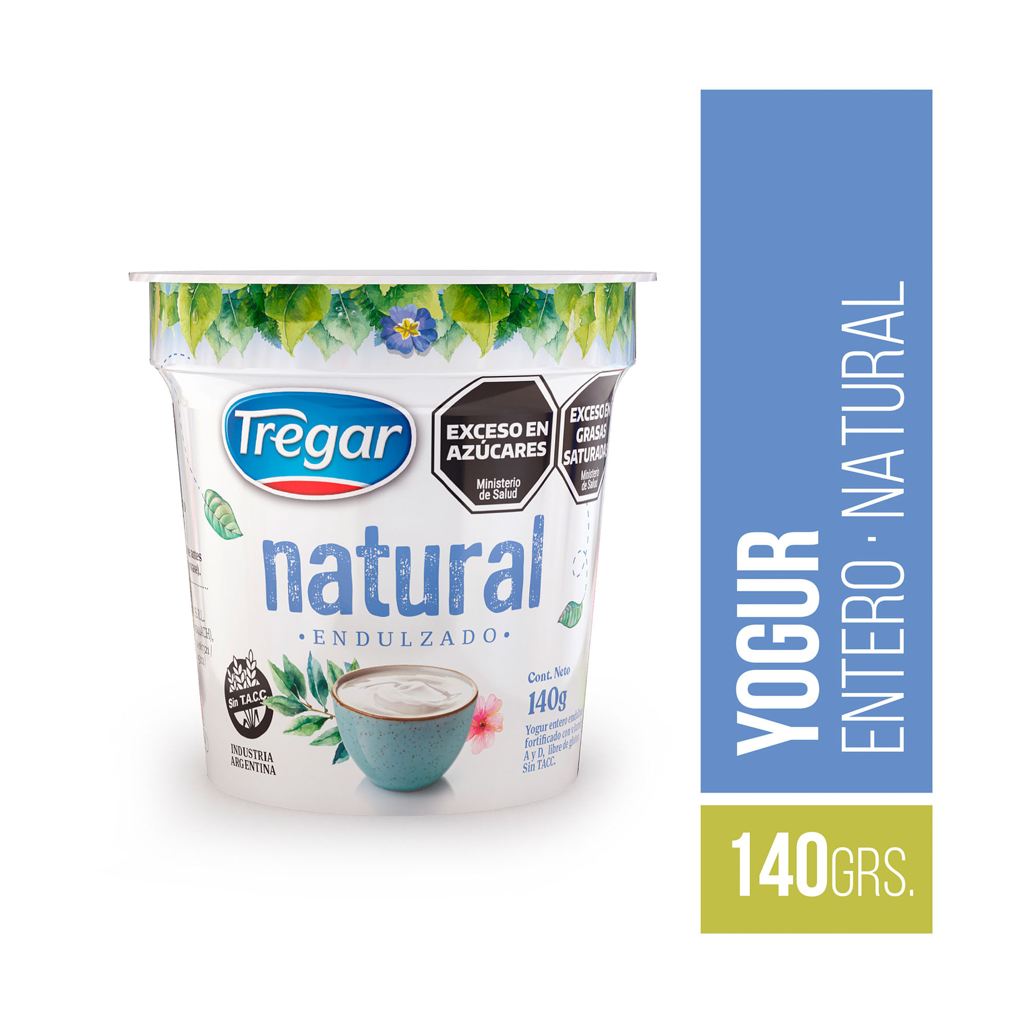 Yogur entero Tregar natural 140 g.