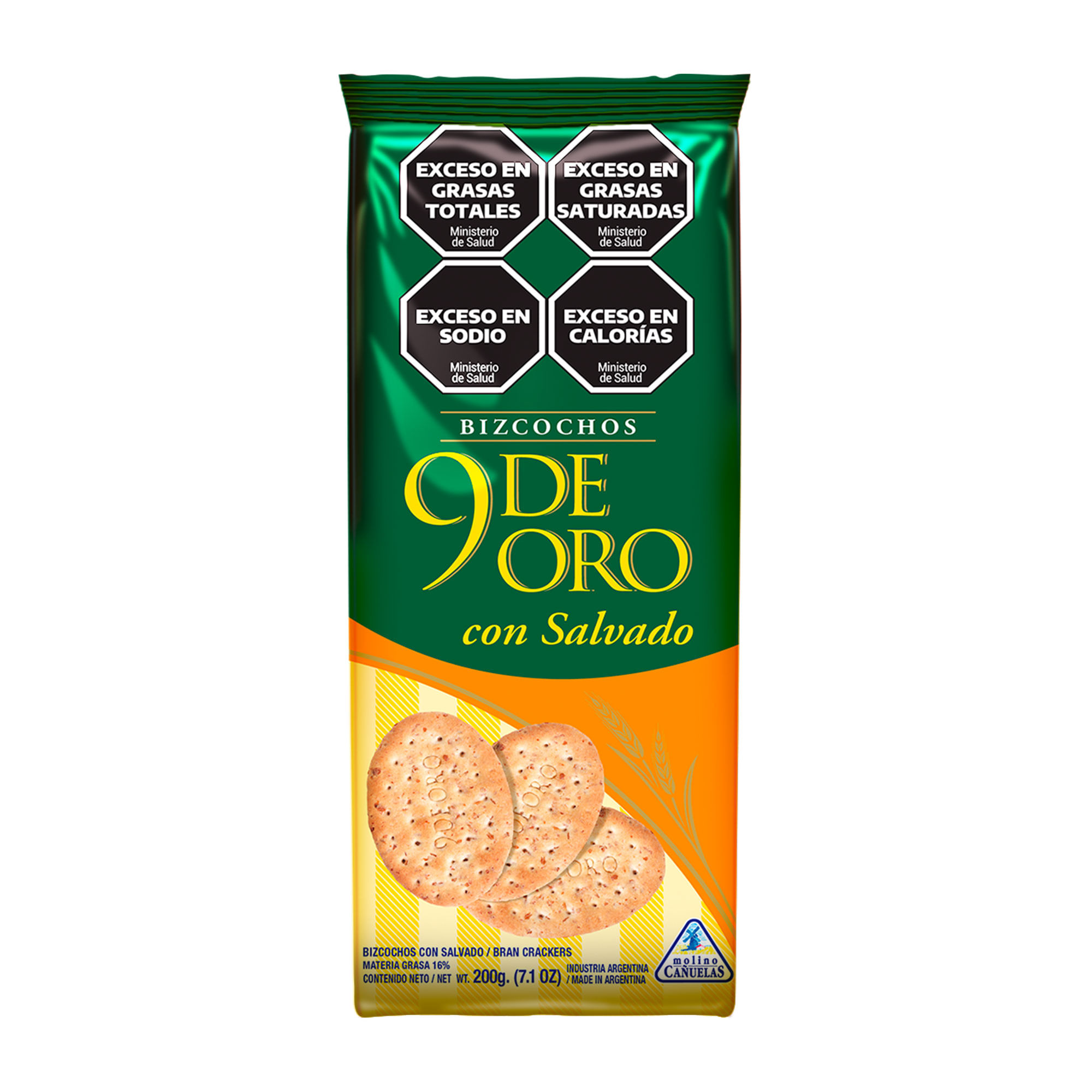 Bizcochos de grasa con salvado 9 De Oro 200 grs