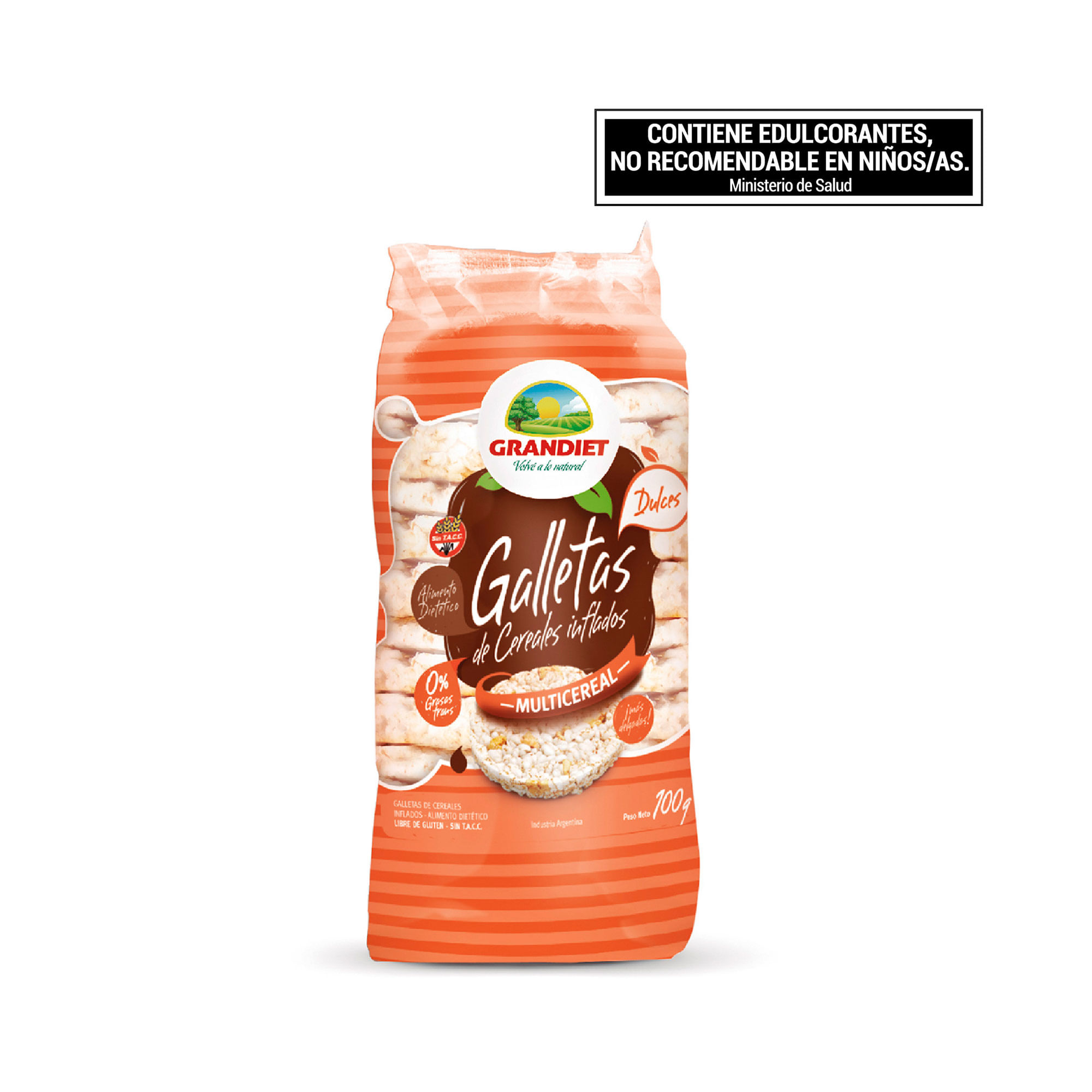 Galletas de arroz Grandiet multicereal dulces 100 g.