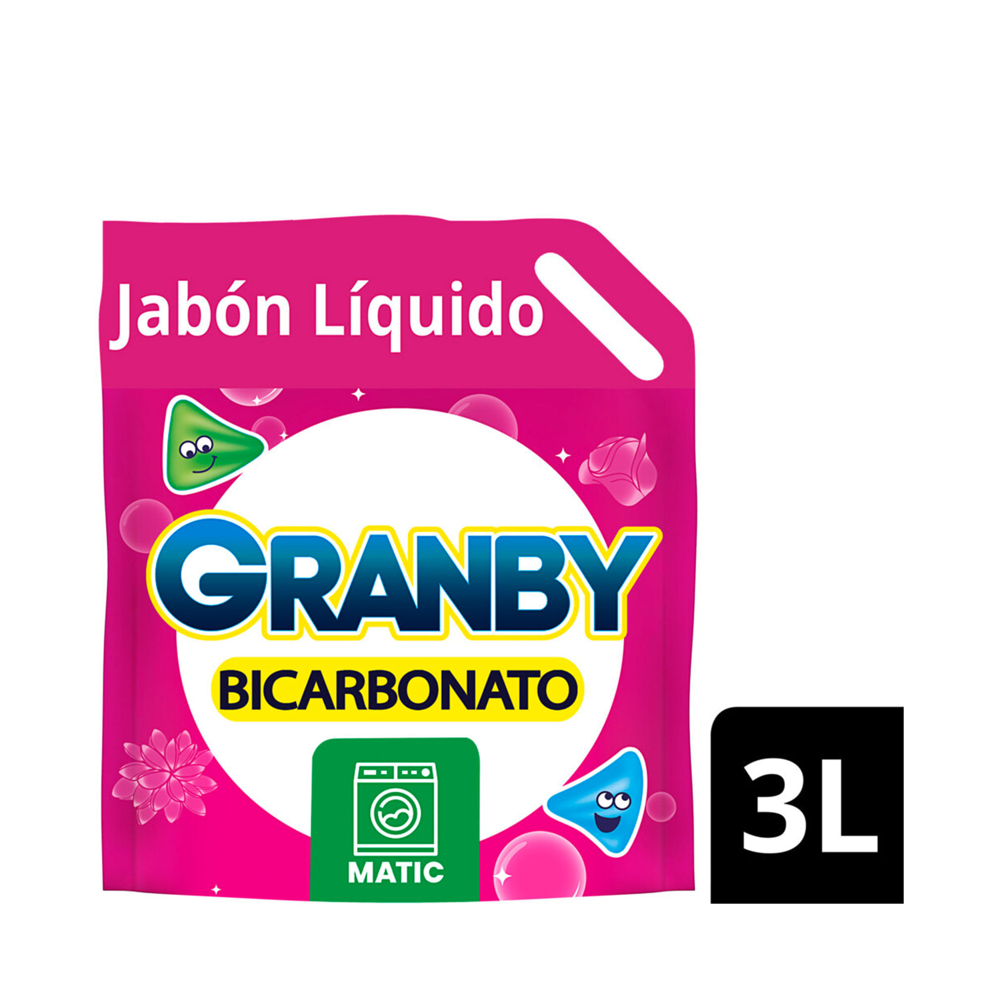 Jabón líquido para ropa Granby matic rosas 3 lts.
