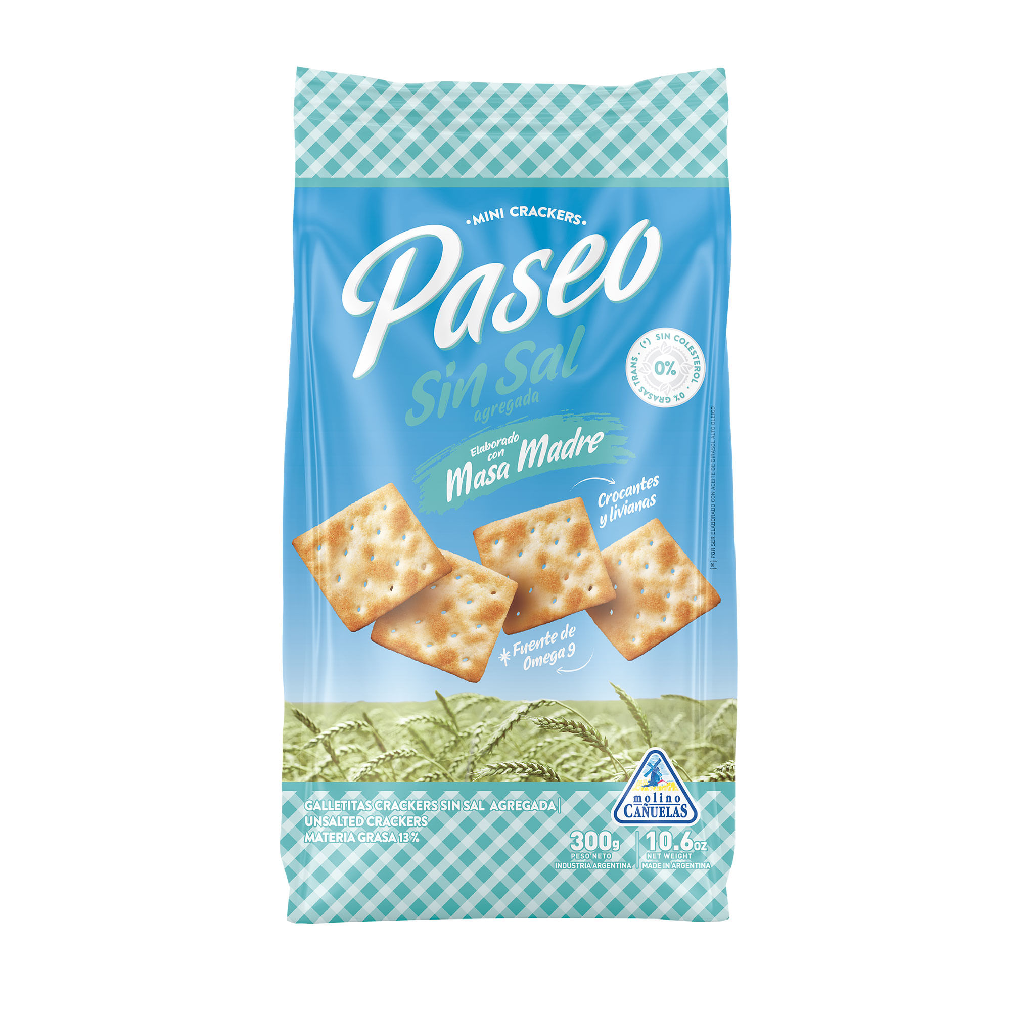 Galletitas crackers Paseo sin sal 300 g.