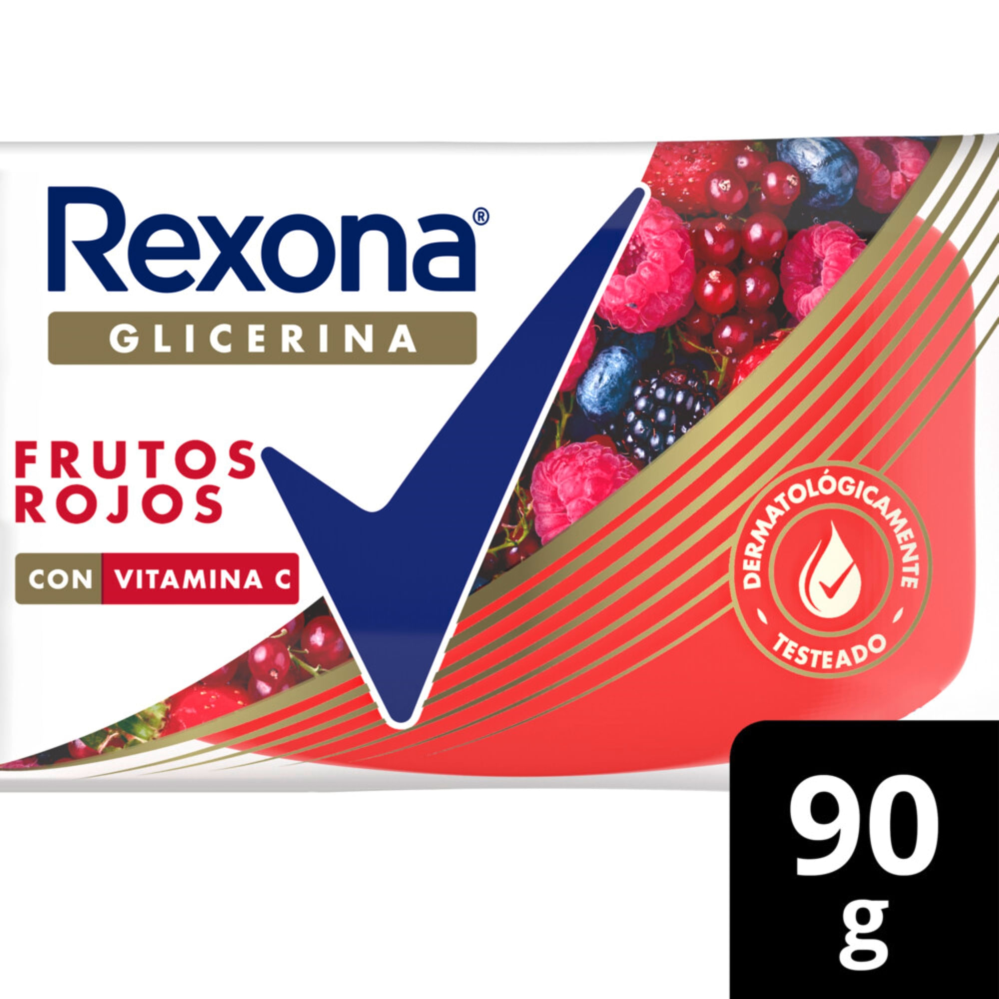 Jabón de tocador Rexona glicerina frutos rojos 90 g.