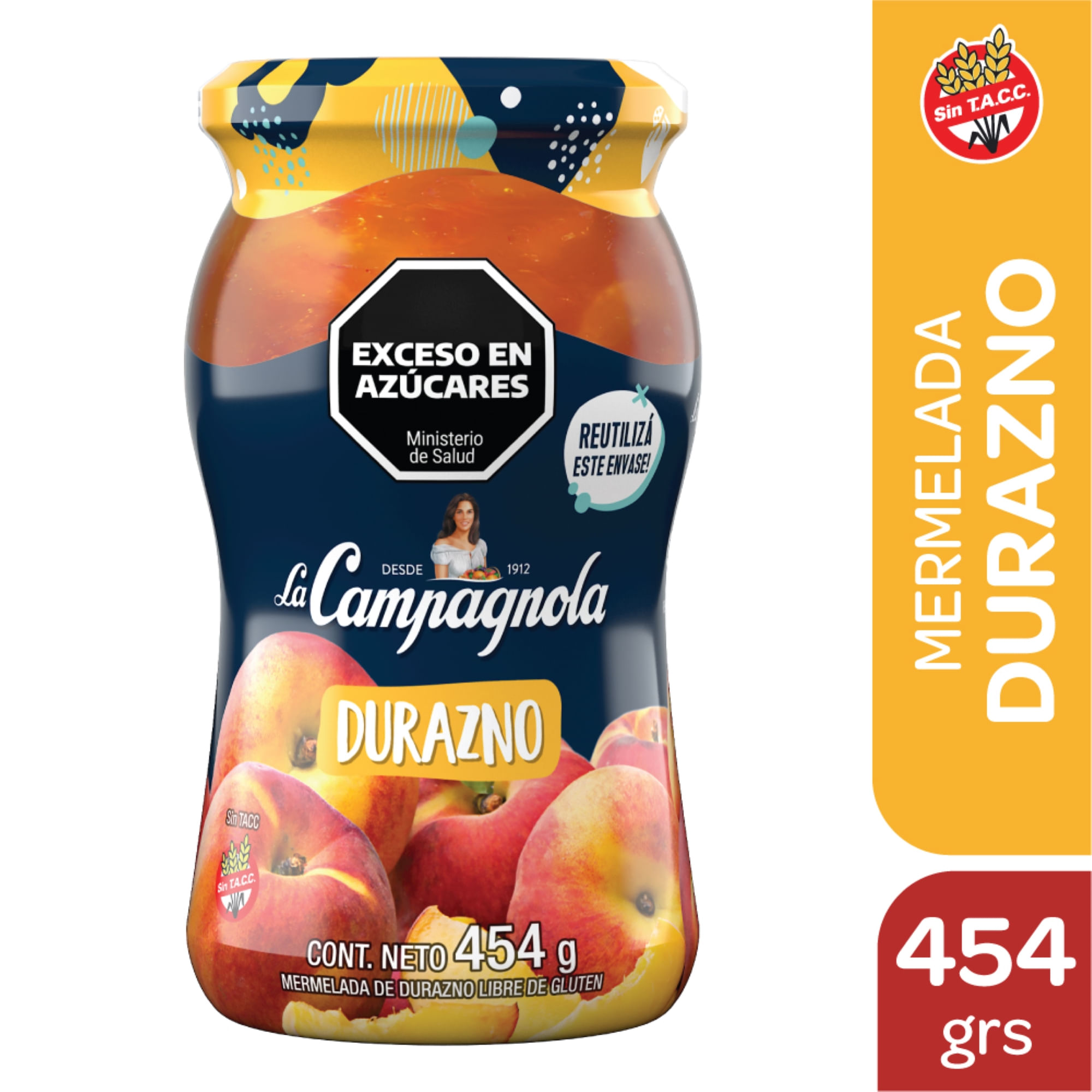 Mermelada La Campagnola de durazno 454 g.