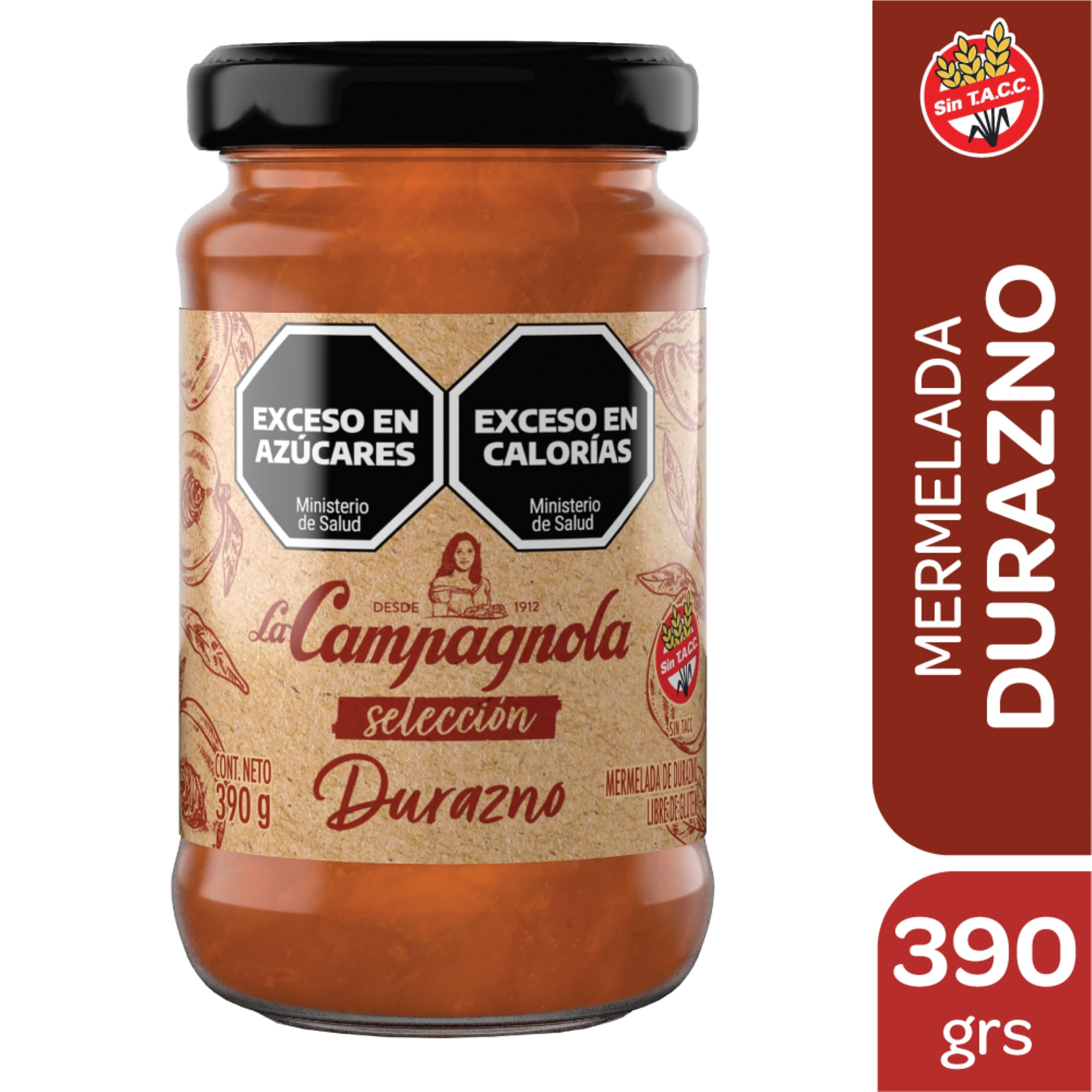 Mermelada artesanal La Campagnola durazno 380 g.