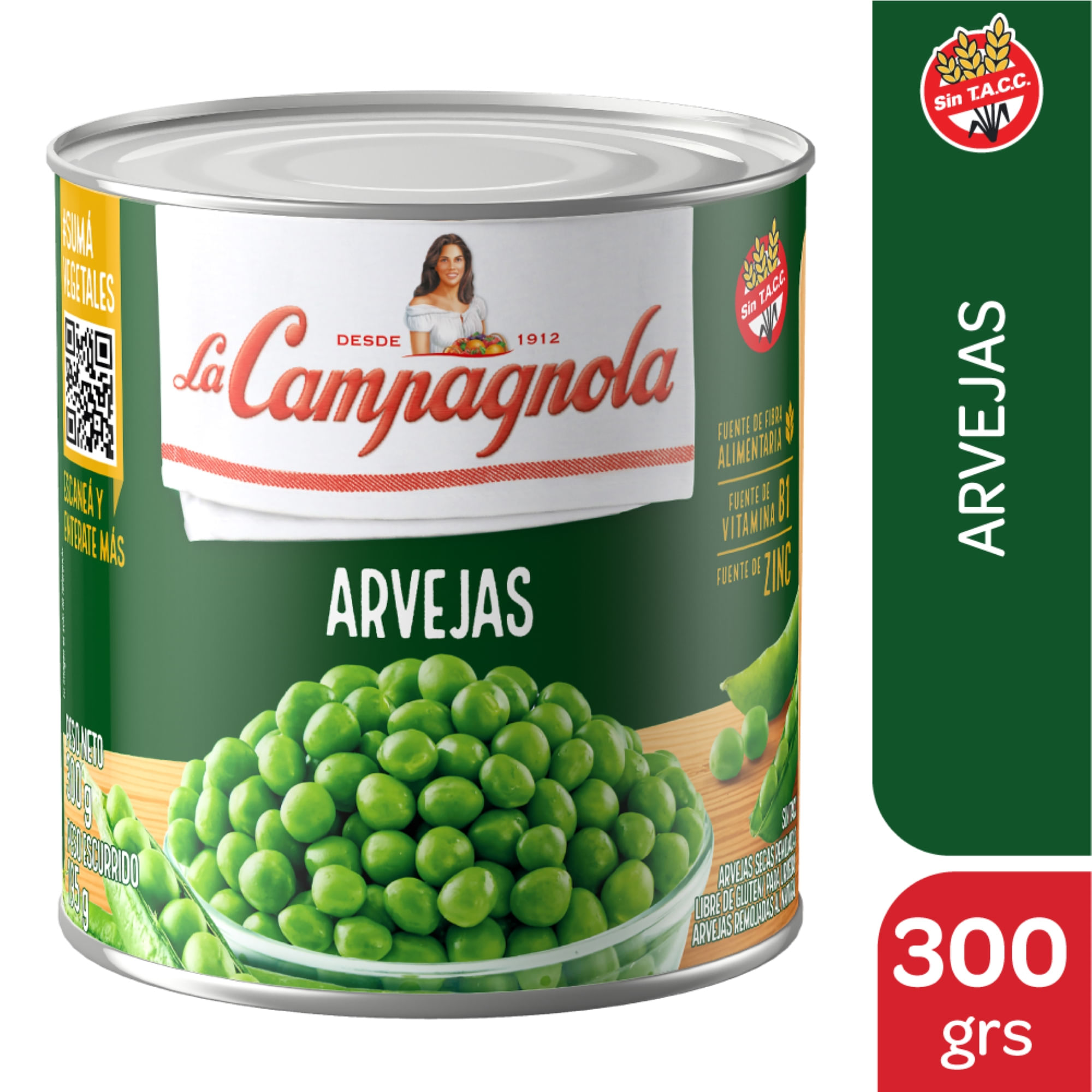 Arvejas secas remojadas La Campagnola 300 g.