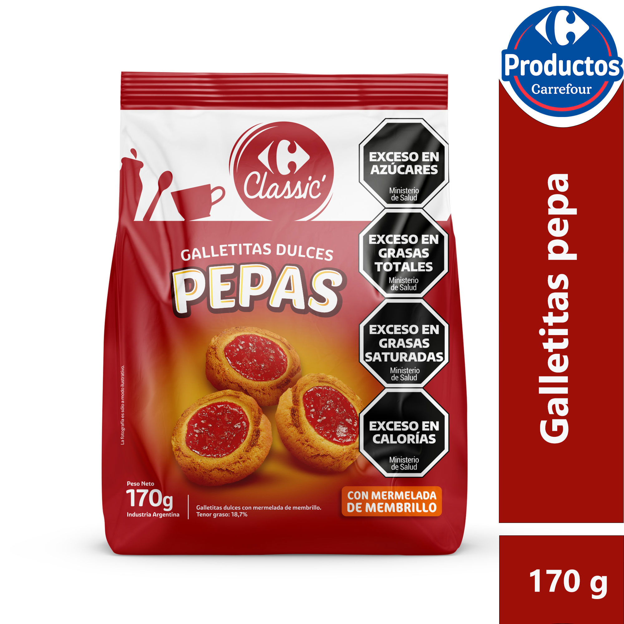 Galletitas pepas Carrefour classic 170 g.