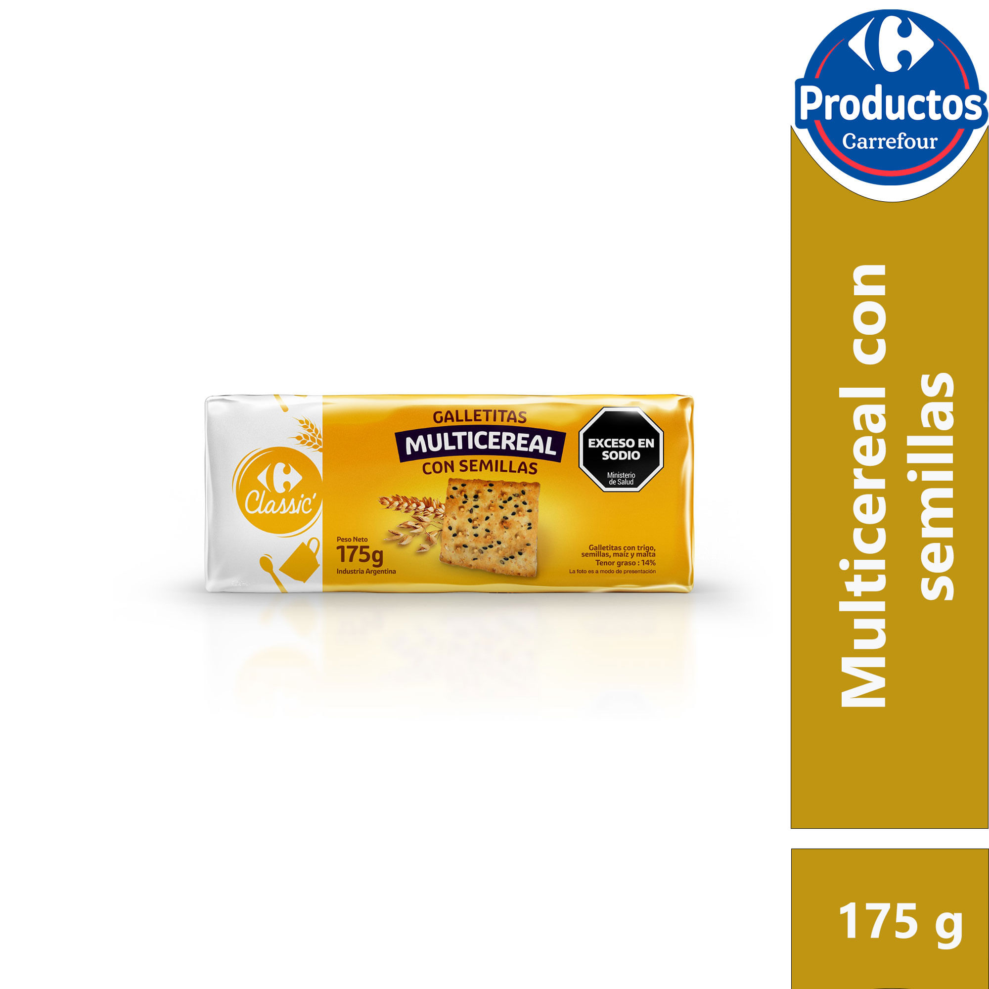 Galletitas crackers Carrefour classic sésamo y lino 175 g.