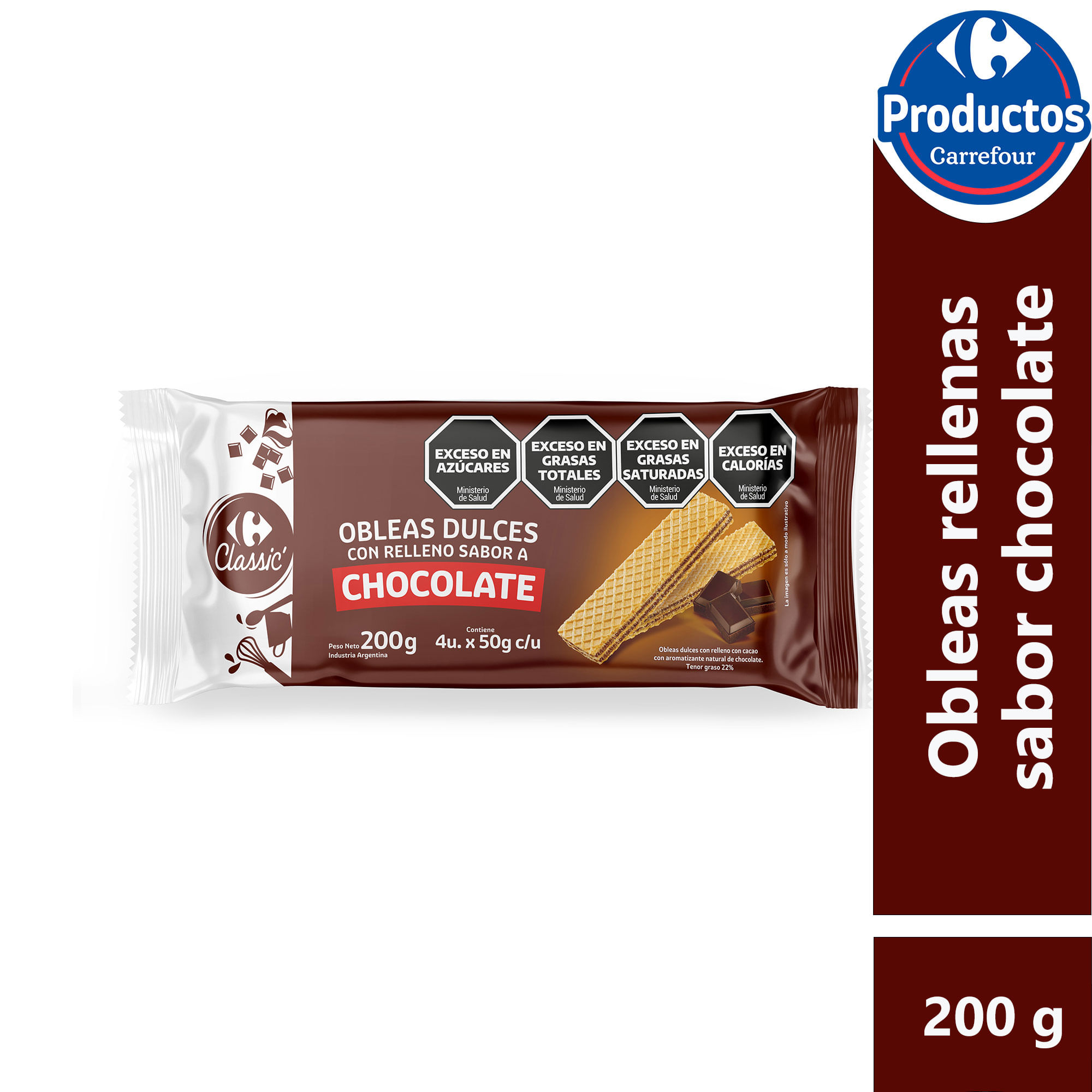 Obleas Carrefour classic chocolate 200 g.
