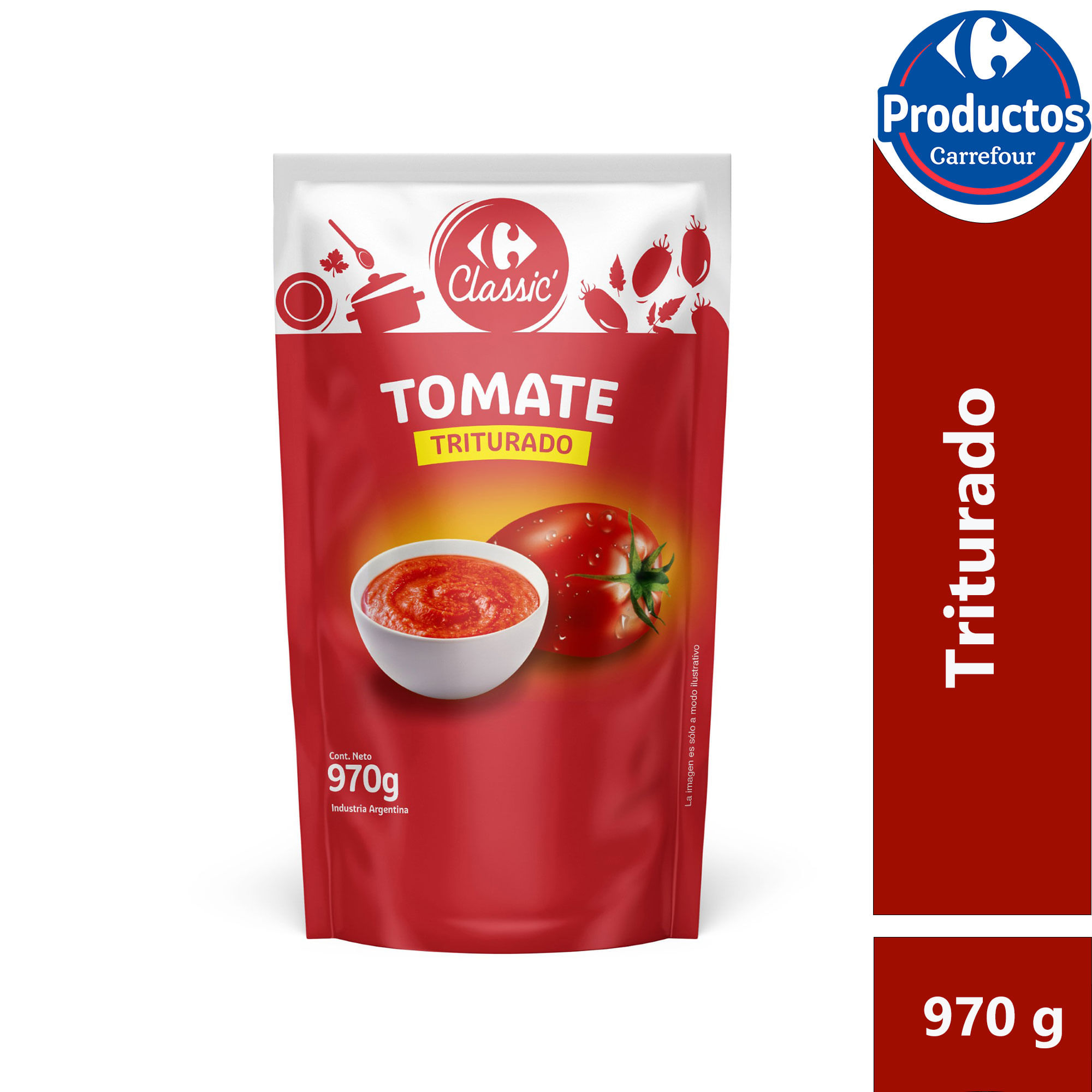 Tomate triturado Carrefour classic dp 970 g.