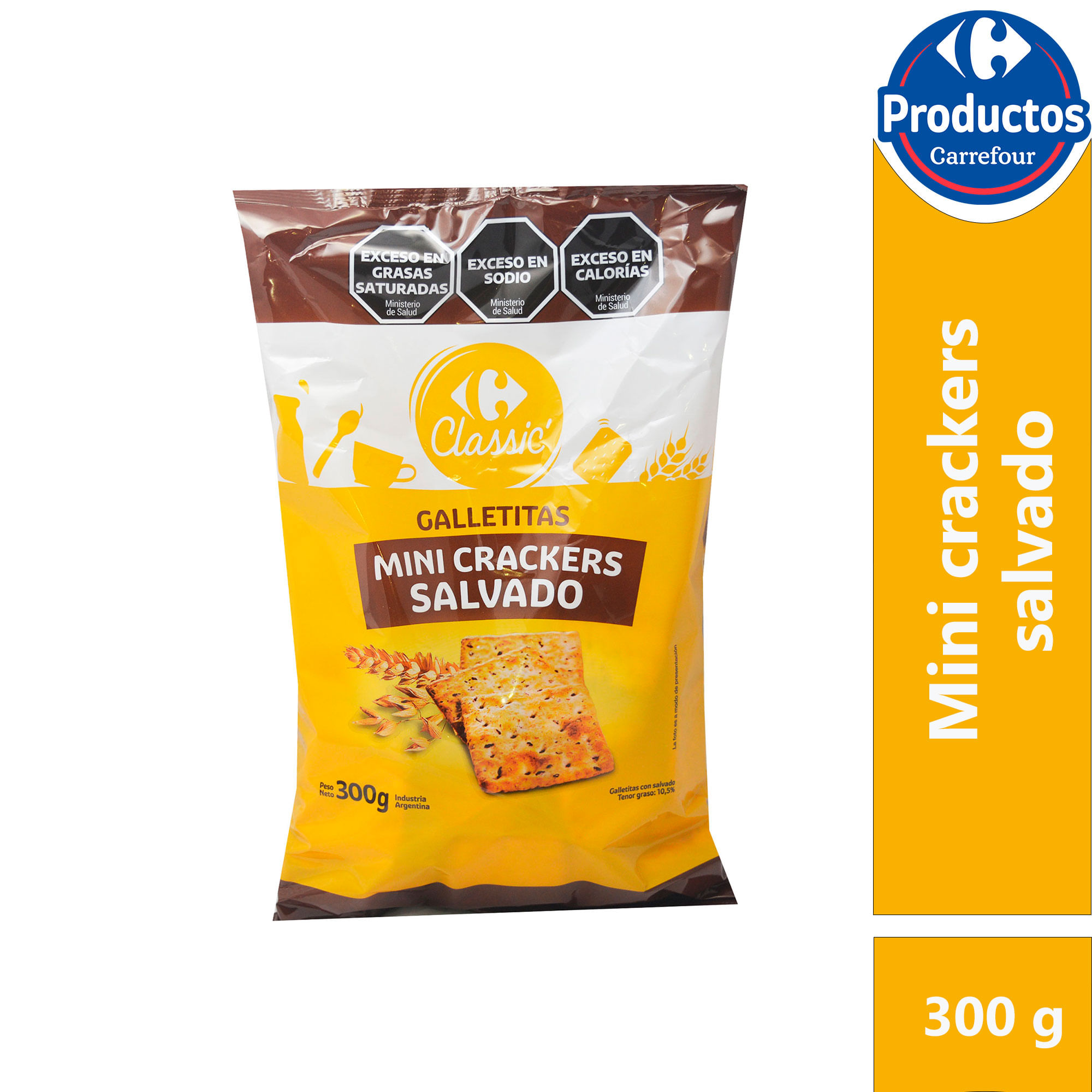 Galletitas Mini crackers Carrefour classic salvado 300 g.
