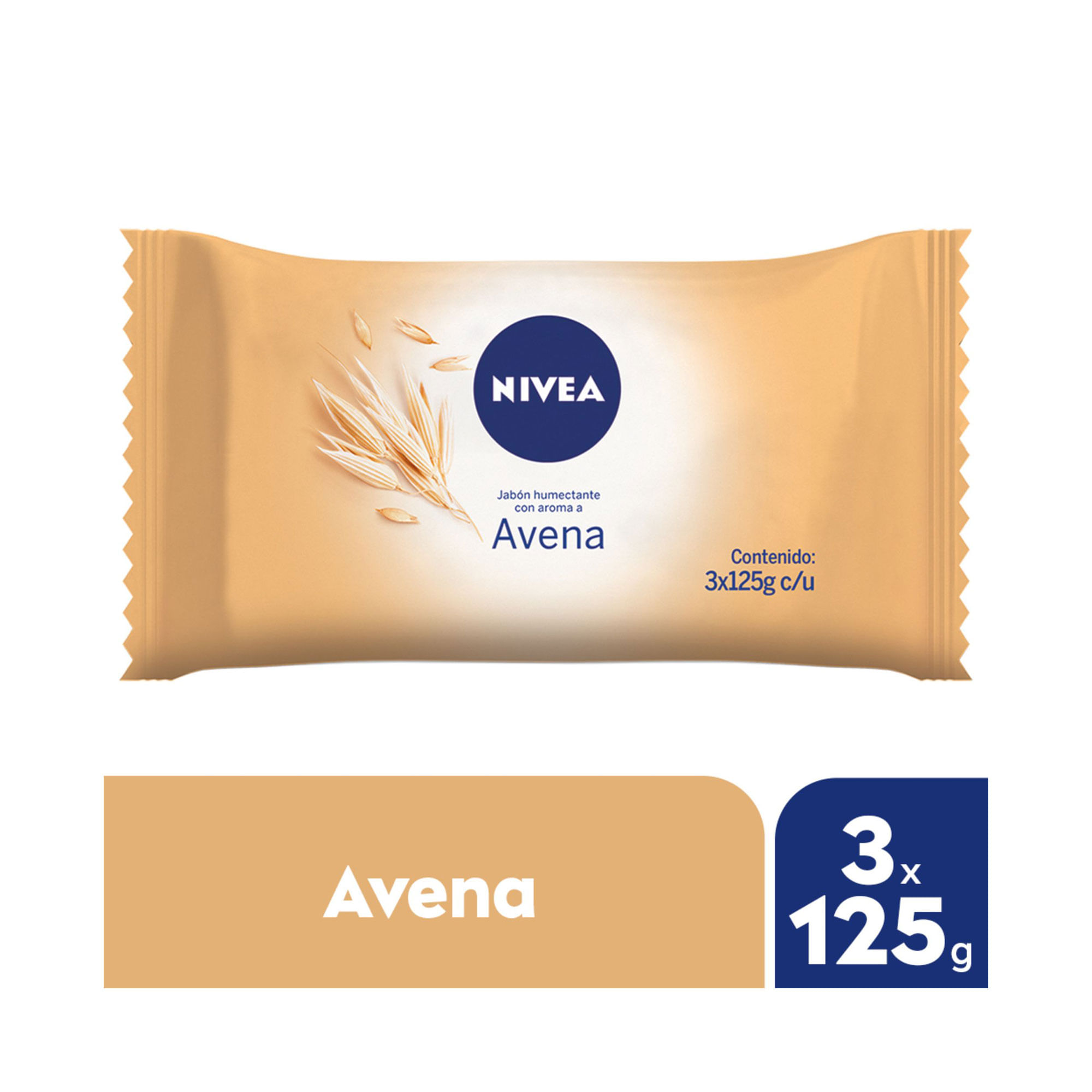 Jabón humectante Nivea avena para todo tipo de piel x3 125 g.