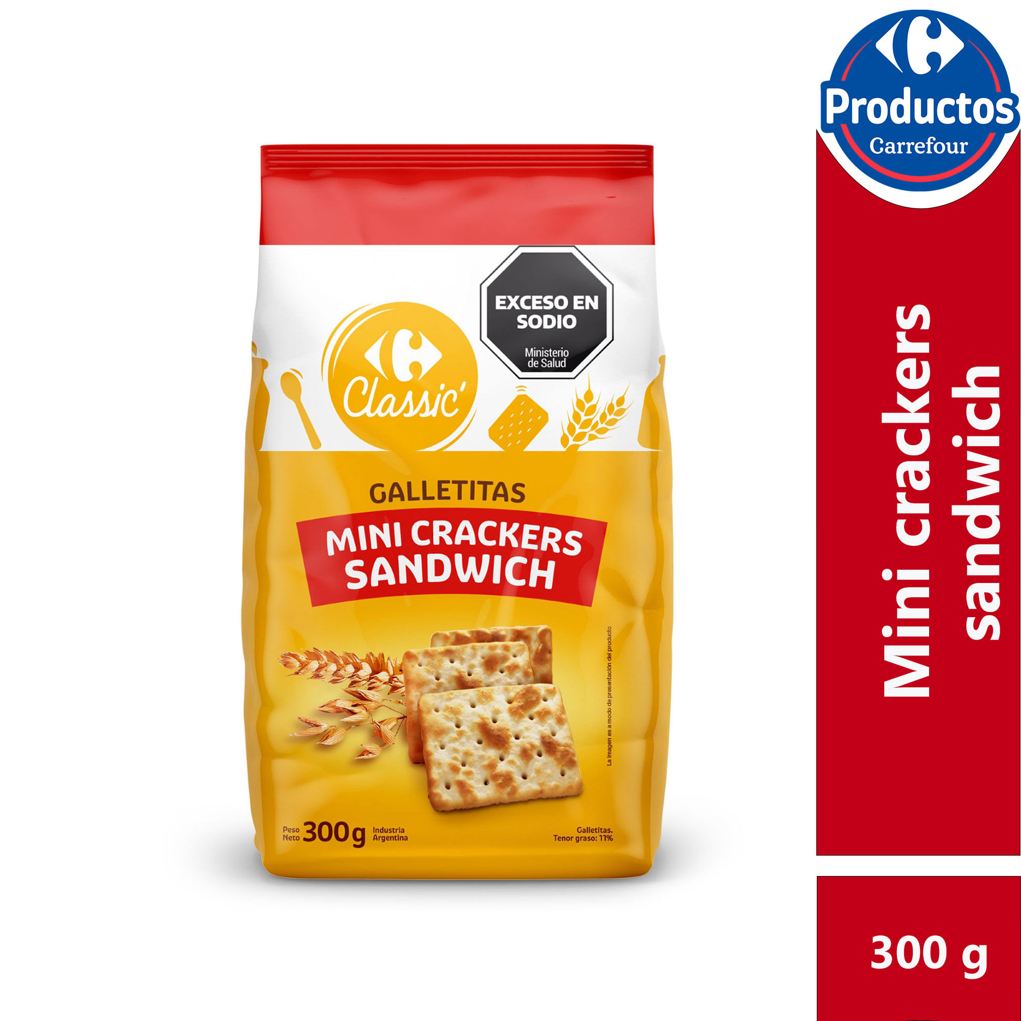 Galletitas mini crackers Carrefour classic 300 g.
