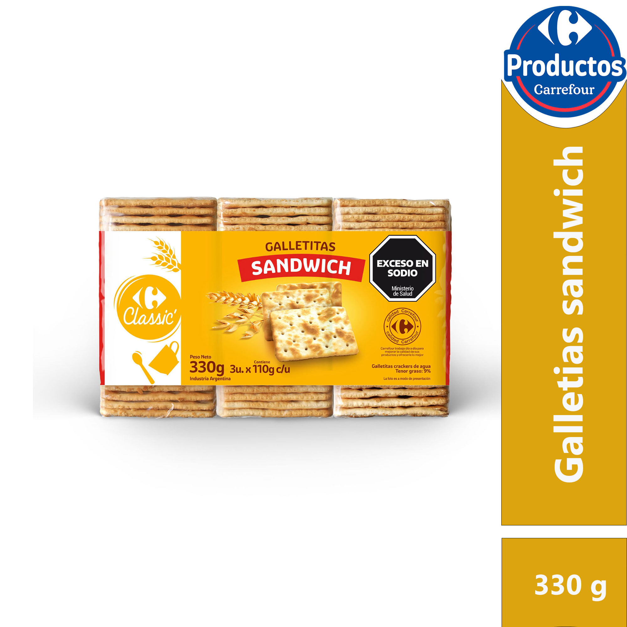 Galletitas crackers Carrefour classic x3 330 grs