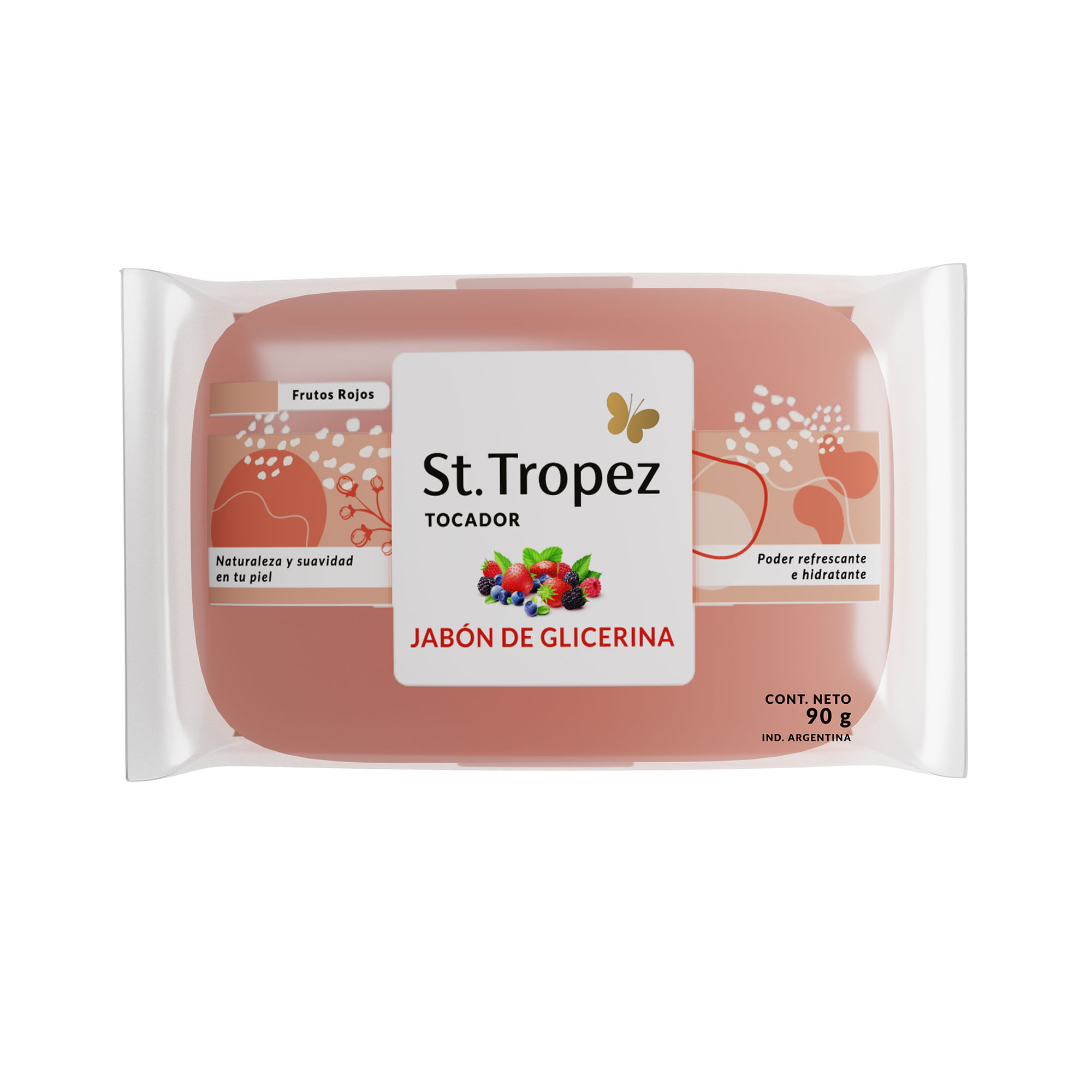 Jabón de tocador St tropez de glicerina frutos rojos 90 g.