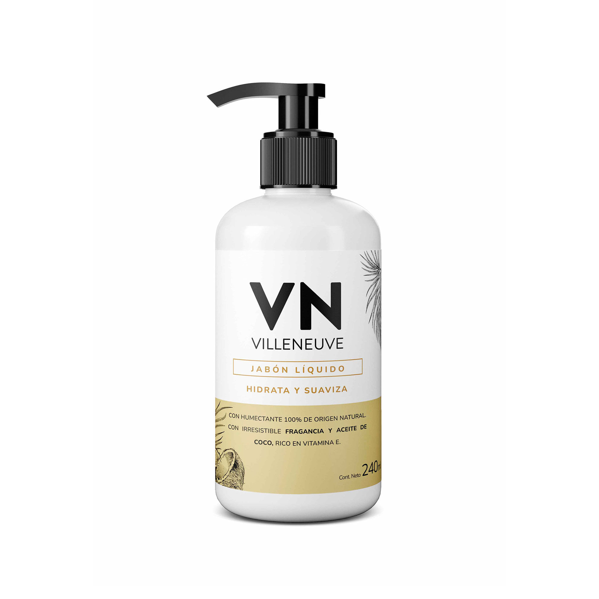 Jabón líquido Villeneuve coconut hid suave 240 cc.