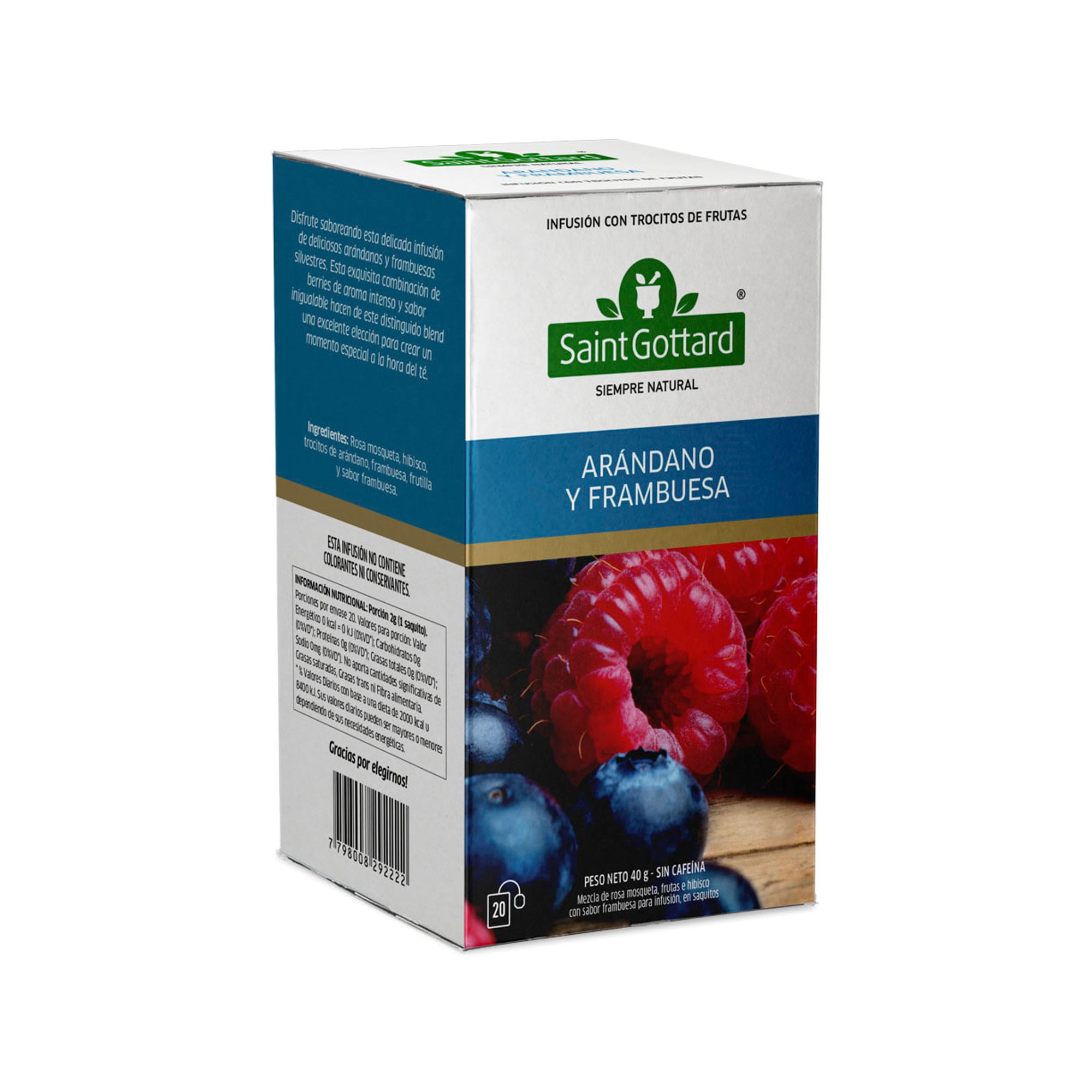 Té en saquitos Saint Gottard blueberry y raspberry 20 u.