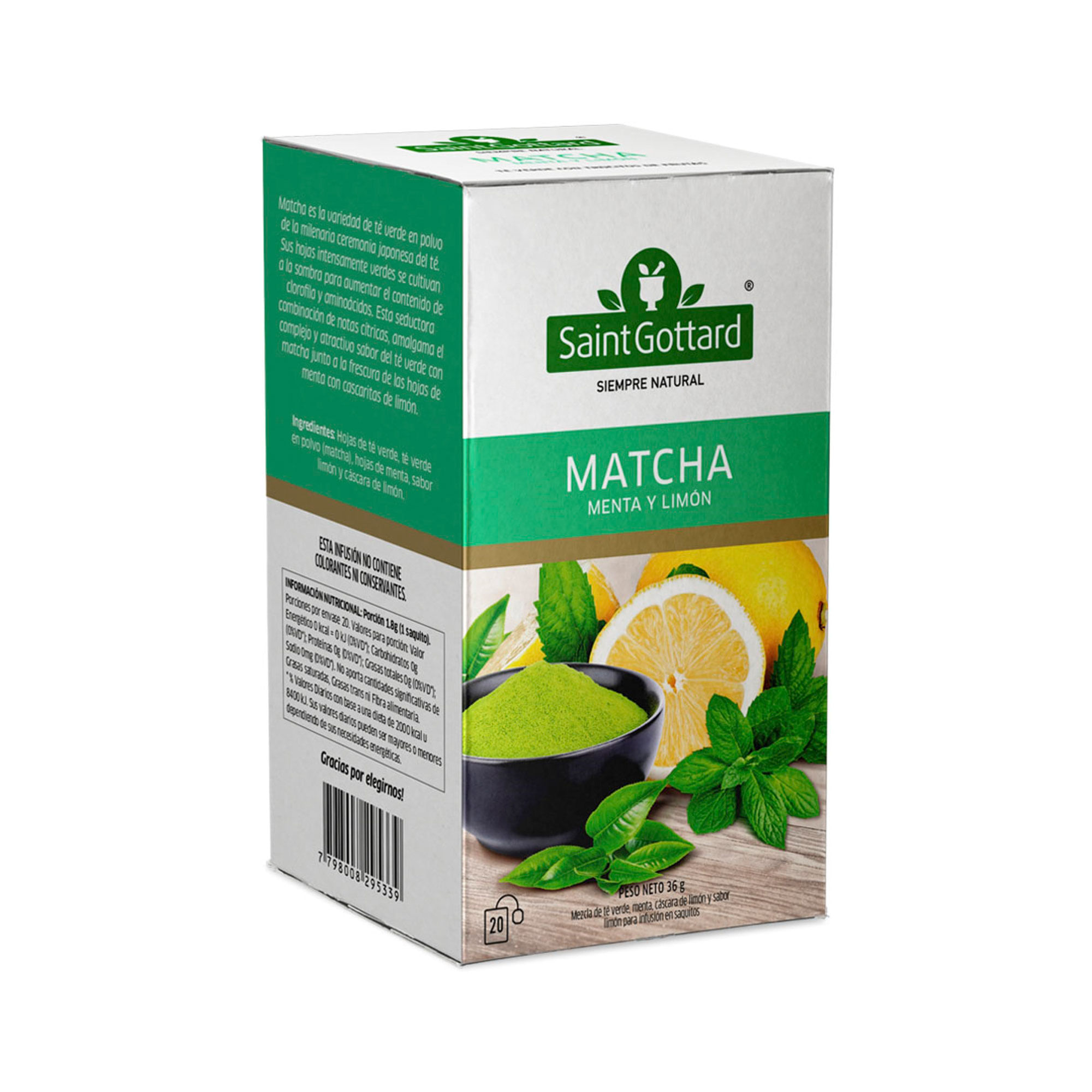 Té en saquitos Saint Gottard matcha 20 u.