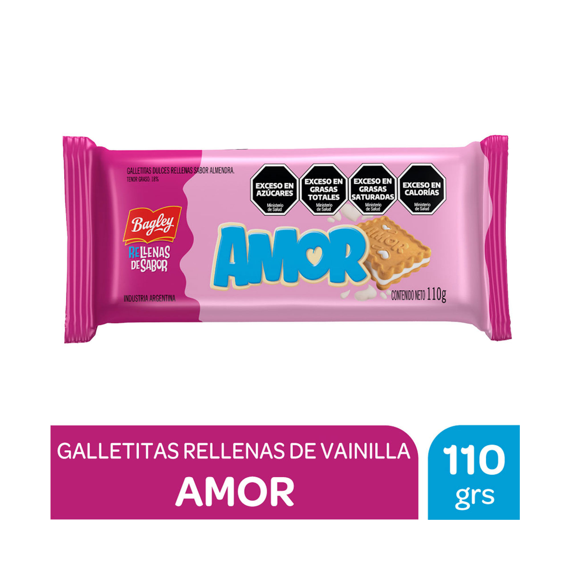 Galletitas dulces rellenas de vainilla Amor 110 grs