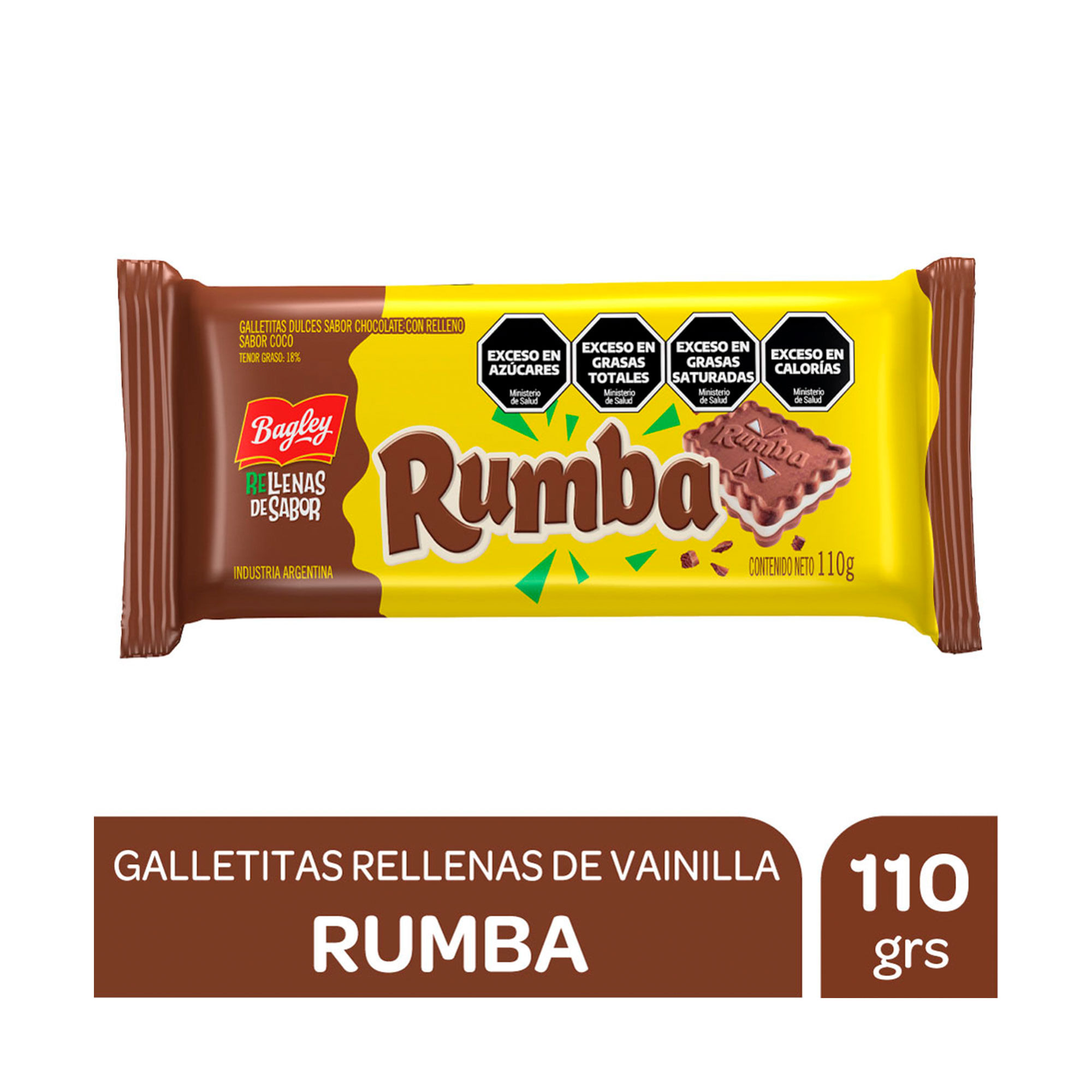 Galletitas chocolate rellena coco Rumba 110 g.