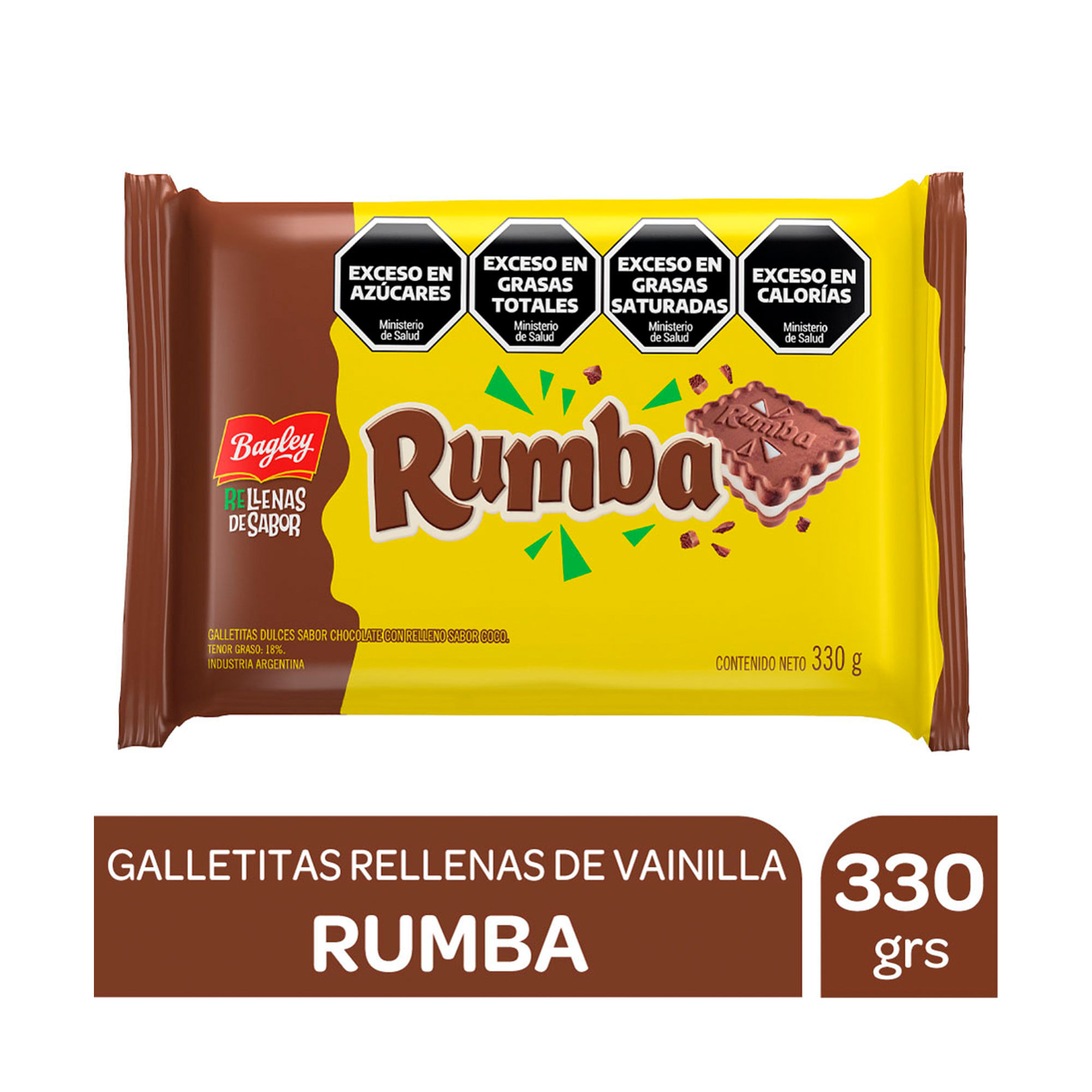 Galletitas chocolate rellena de vainillas Rumba x3 330 grs