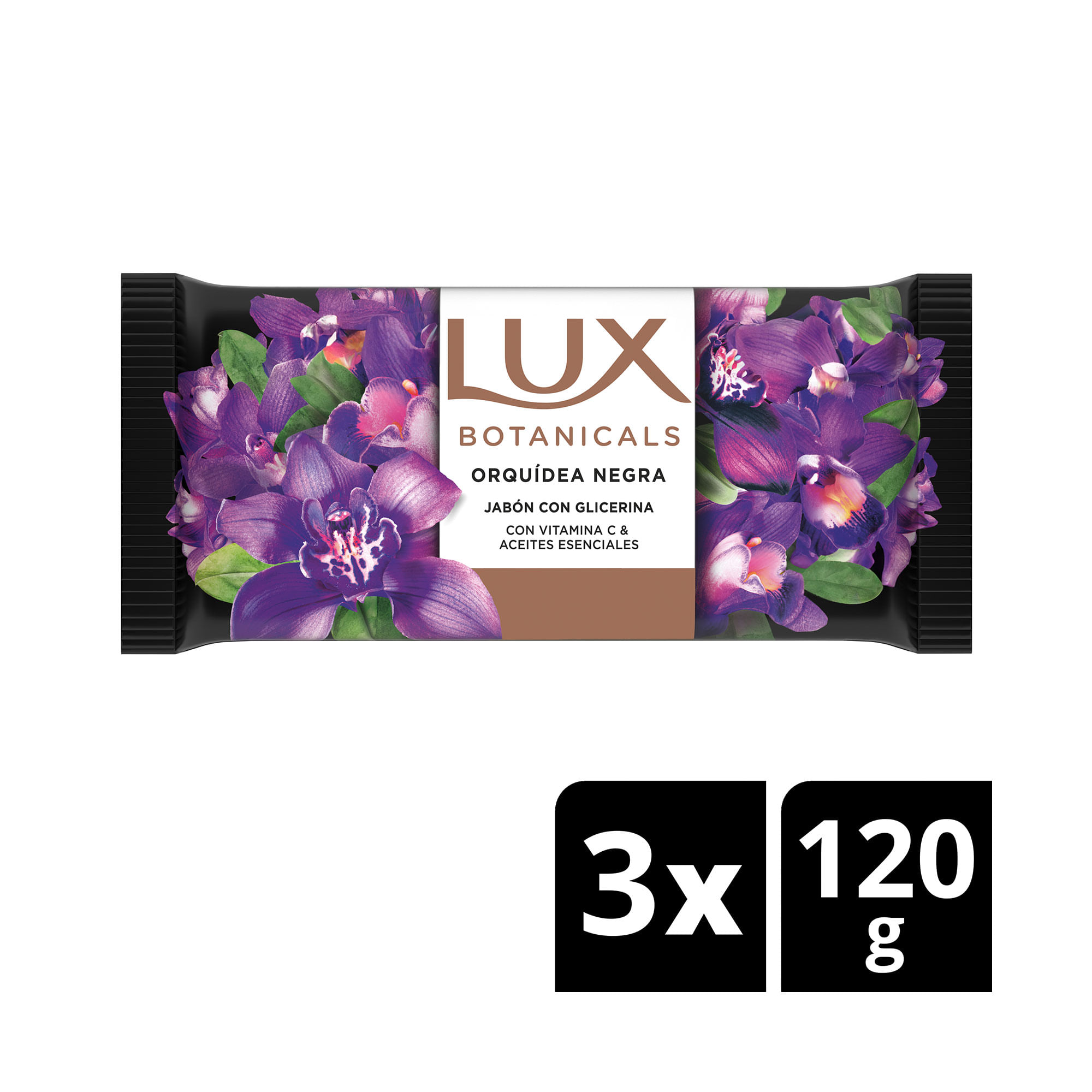 Jabón de tocador Lux orquidea negra x3 120 g.