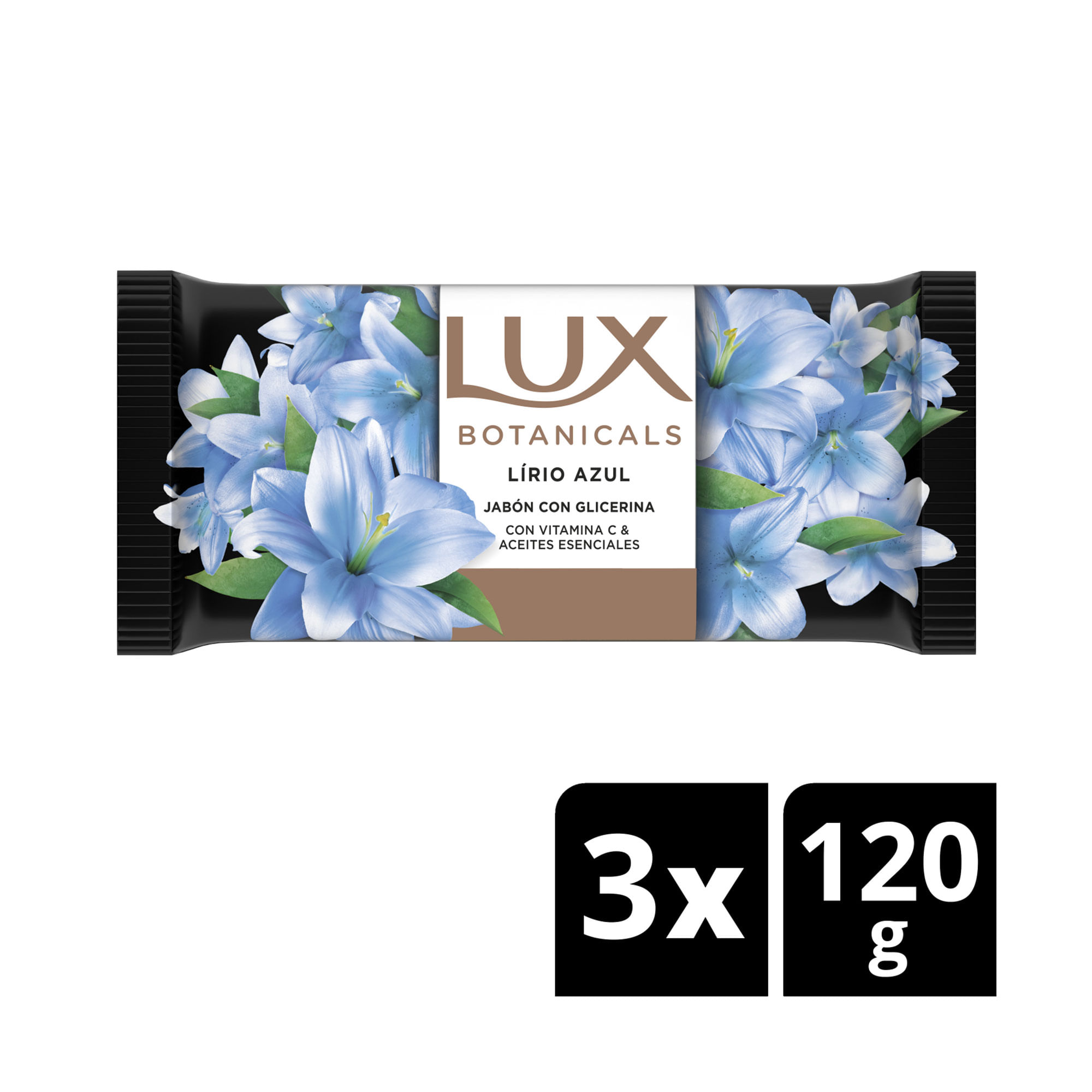 Jabón de tocador Lux lirio azul x3 120 g.