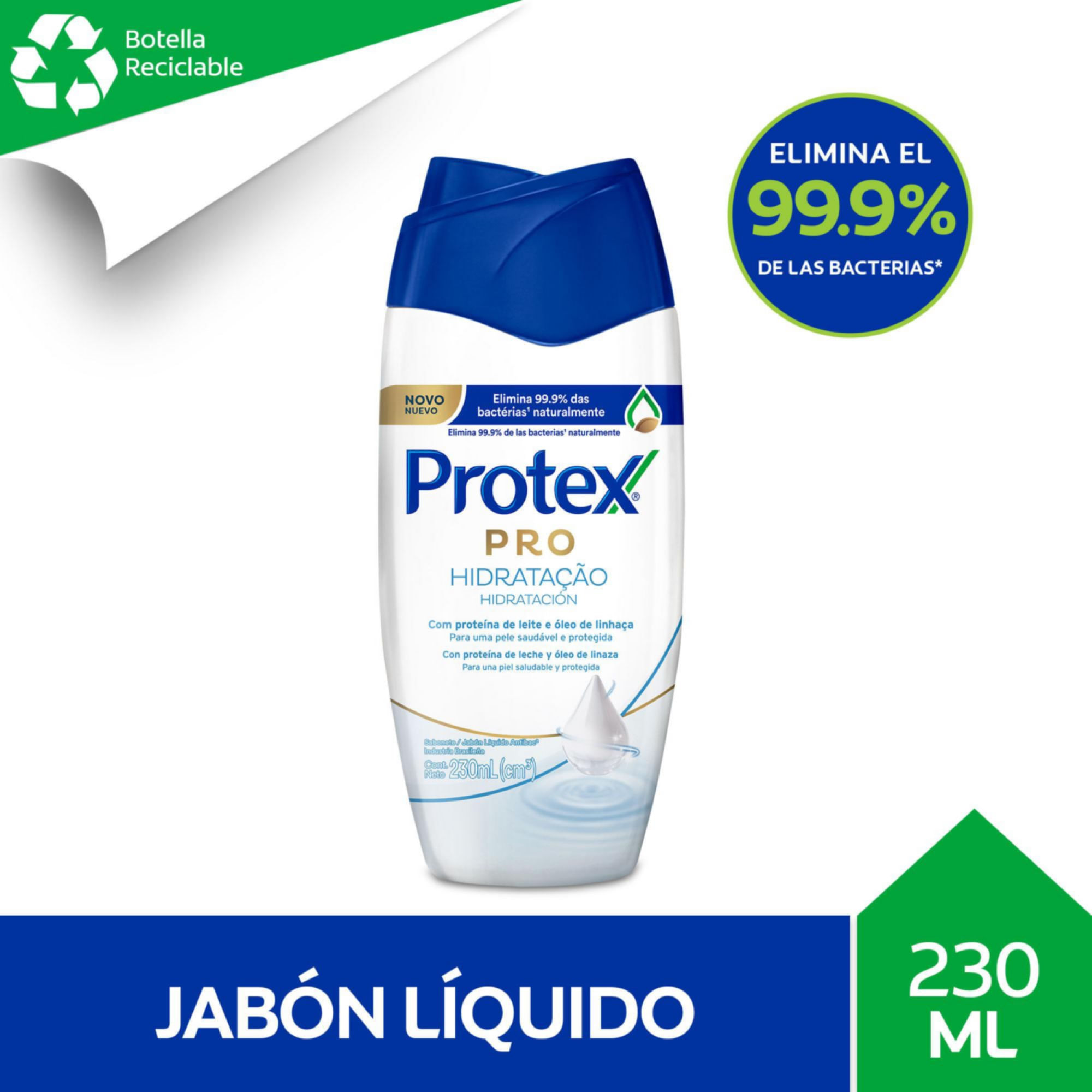 Jabón Líquido antibacterial Protex PRO Hidratación 230 ml