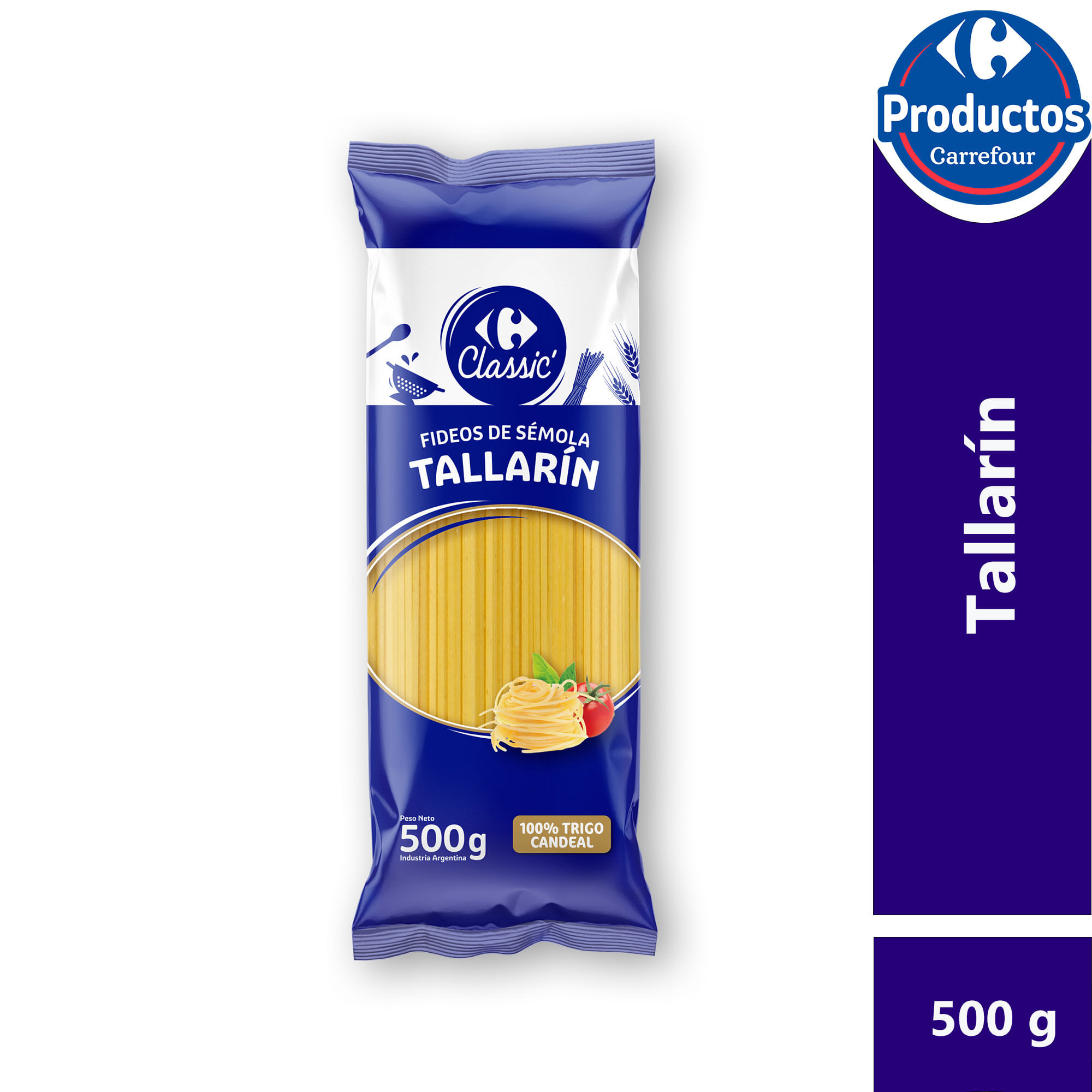 Fideos cinta tallarin Carrefour classic 500 g.