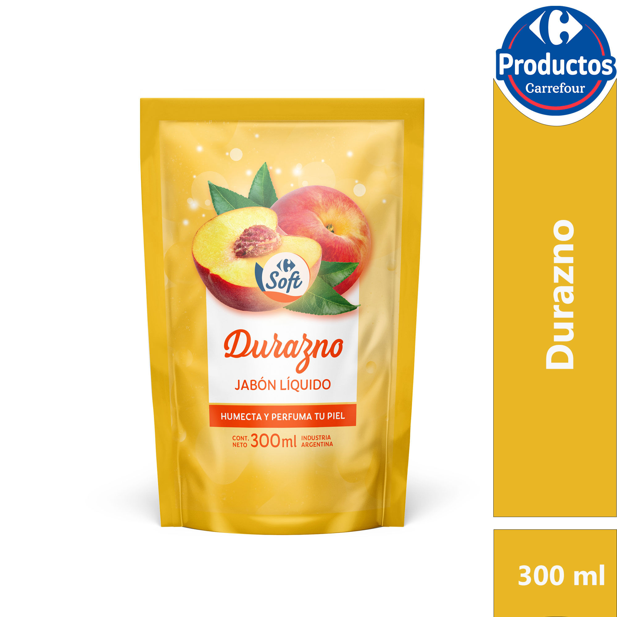 Jabón líquido Carrefour Soft de durazno dp 300 cc.