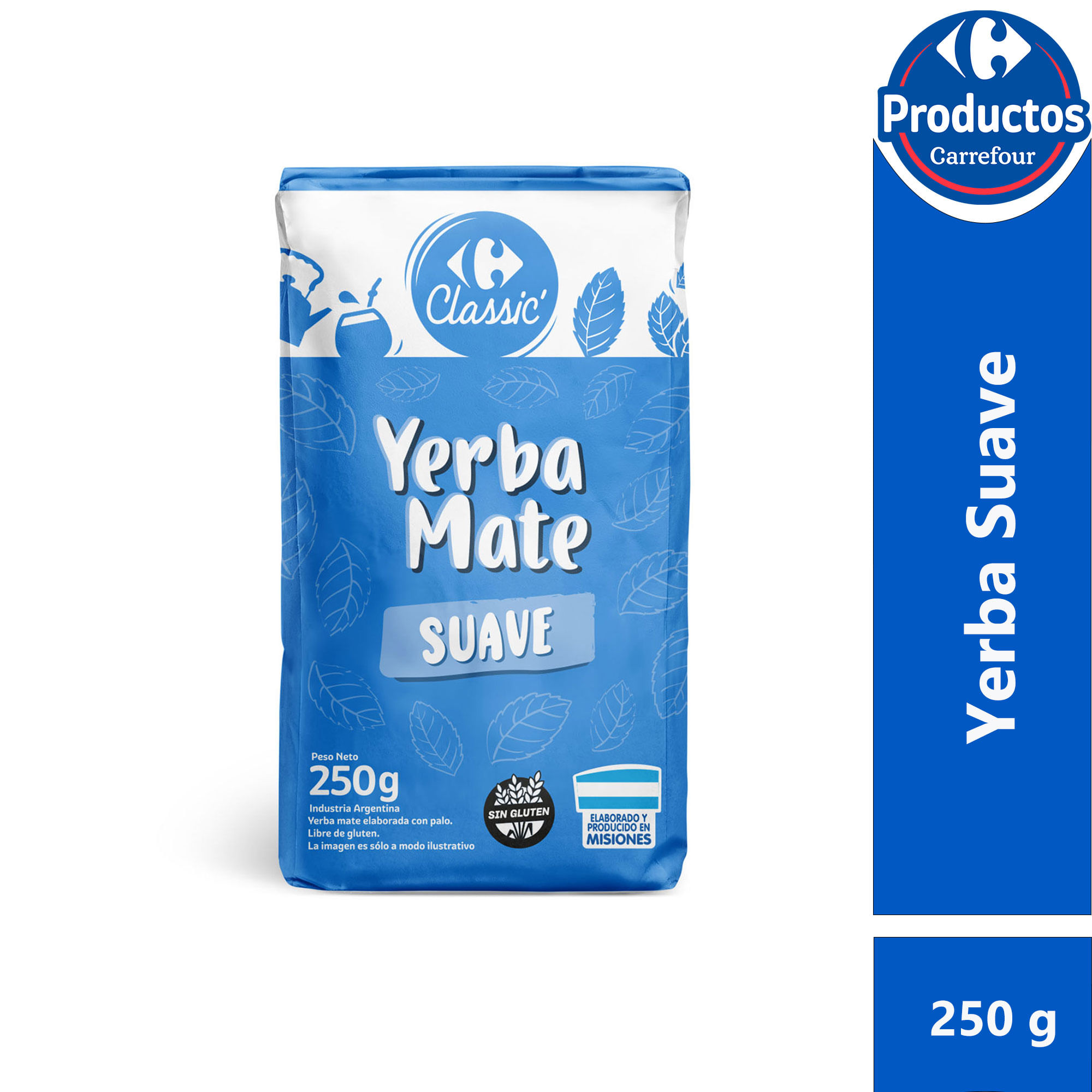 Yerba mate con palo suave Carrefour Classic 250 g.