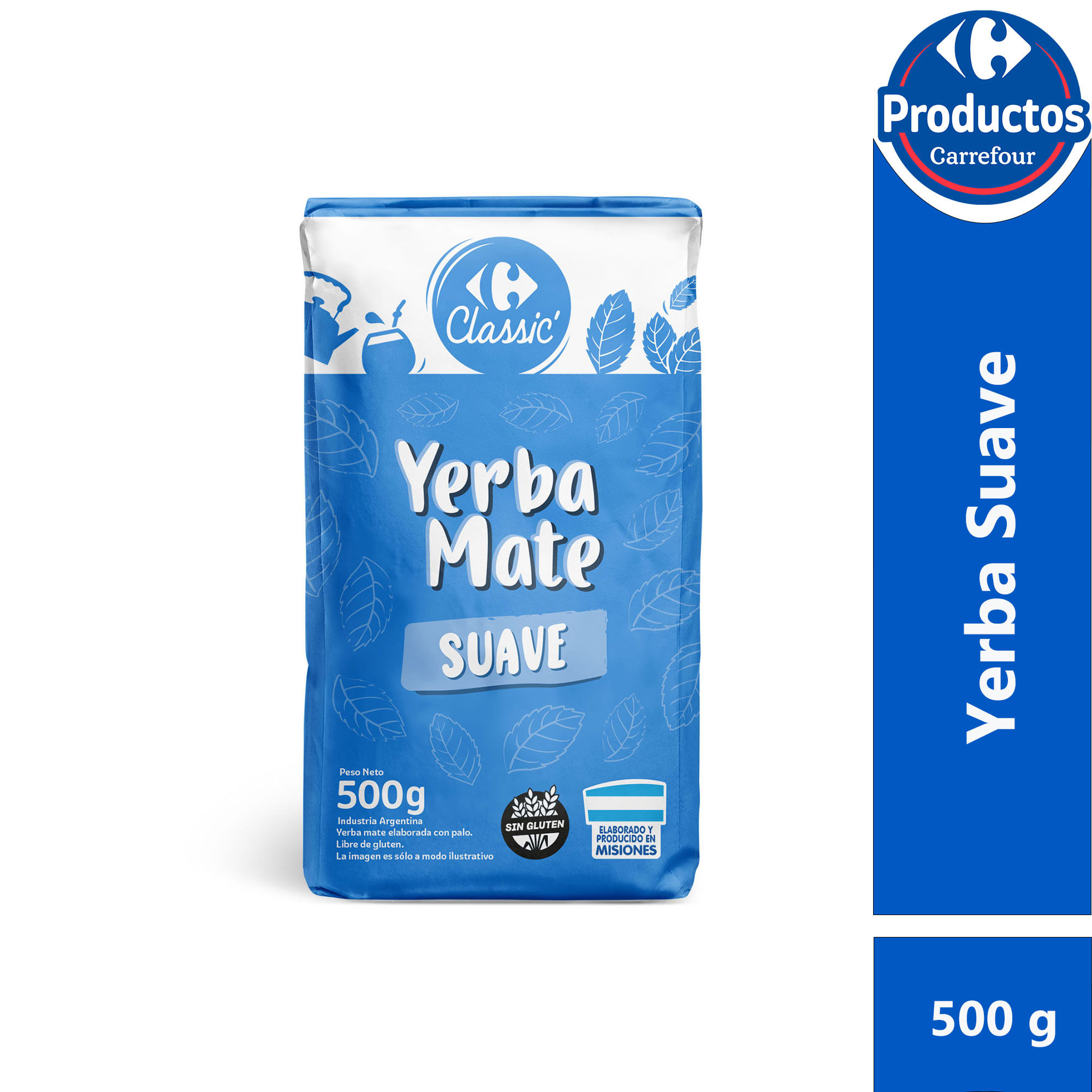 Yerba mate con palo suave Carrefour Classic 500 g.