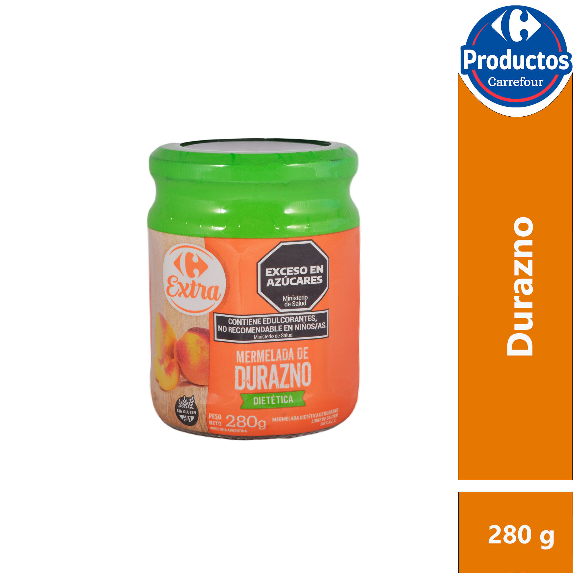 Mermelada light Carrefour Extra de durazno 280 g.