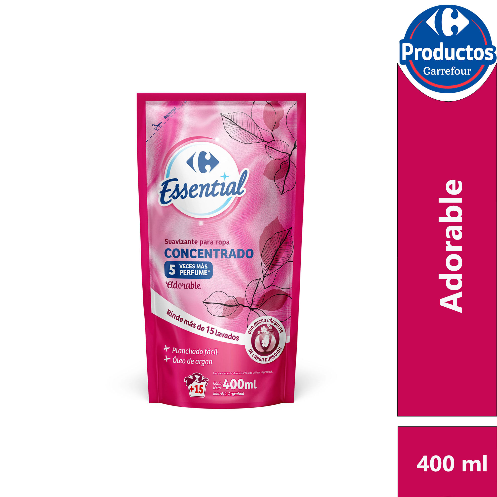 Suavizante concentrado adorable Carrefour Essential dp 400 cc.