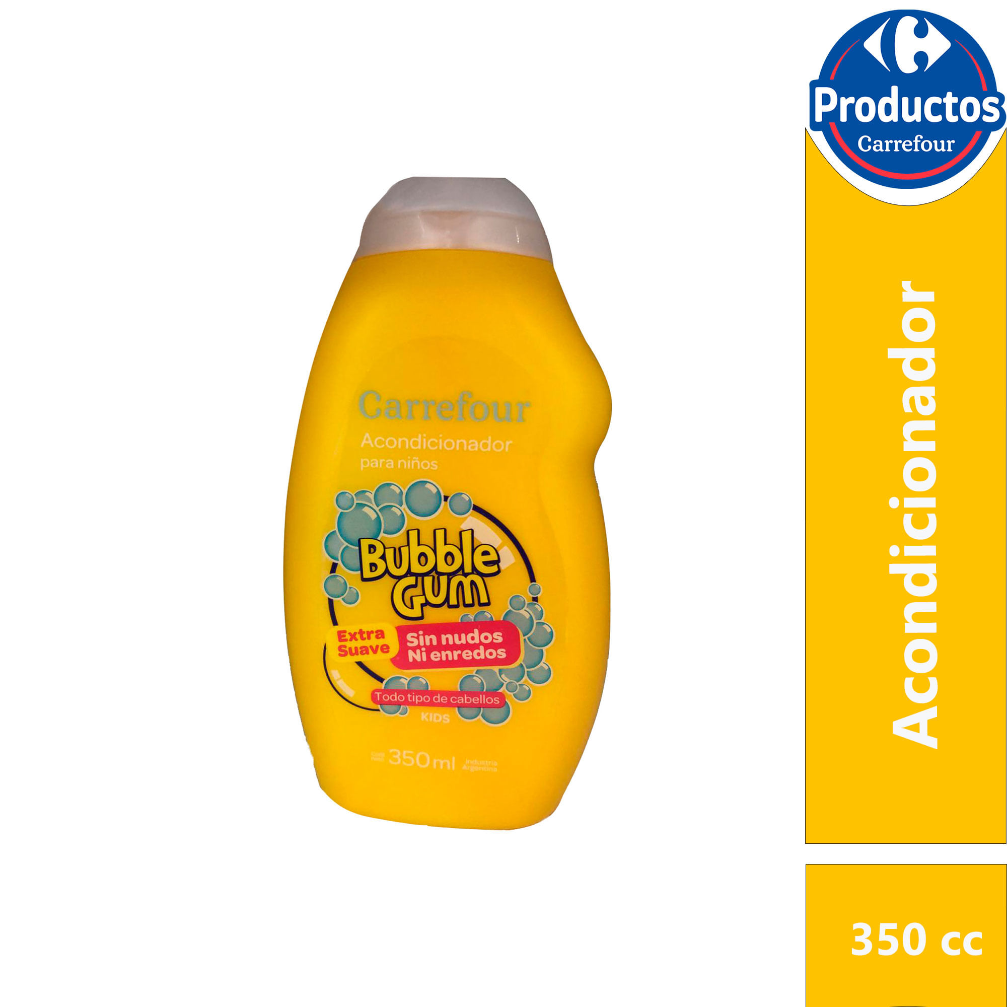 Acondicionador Carrefour kids bubble Gum hipoalergénico 350 cc.