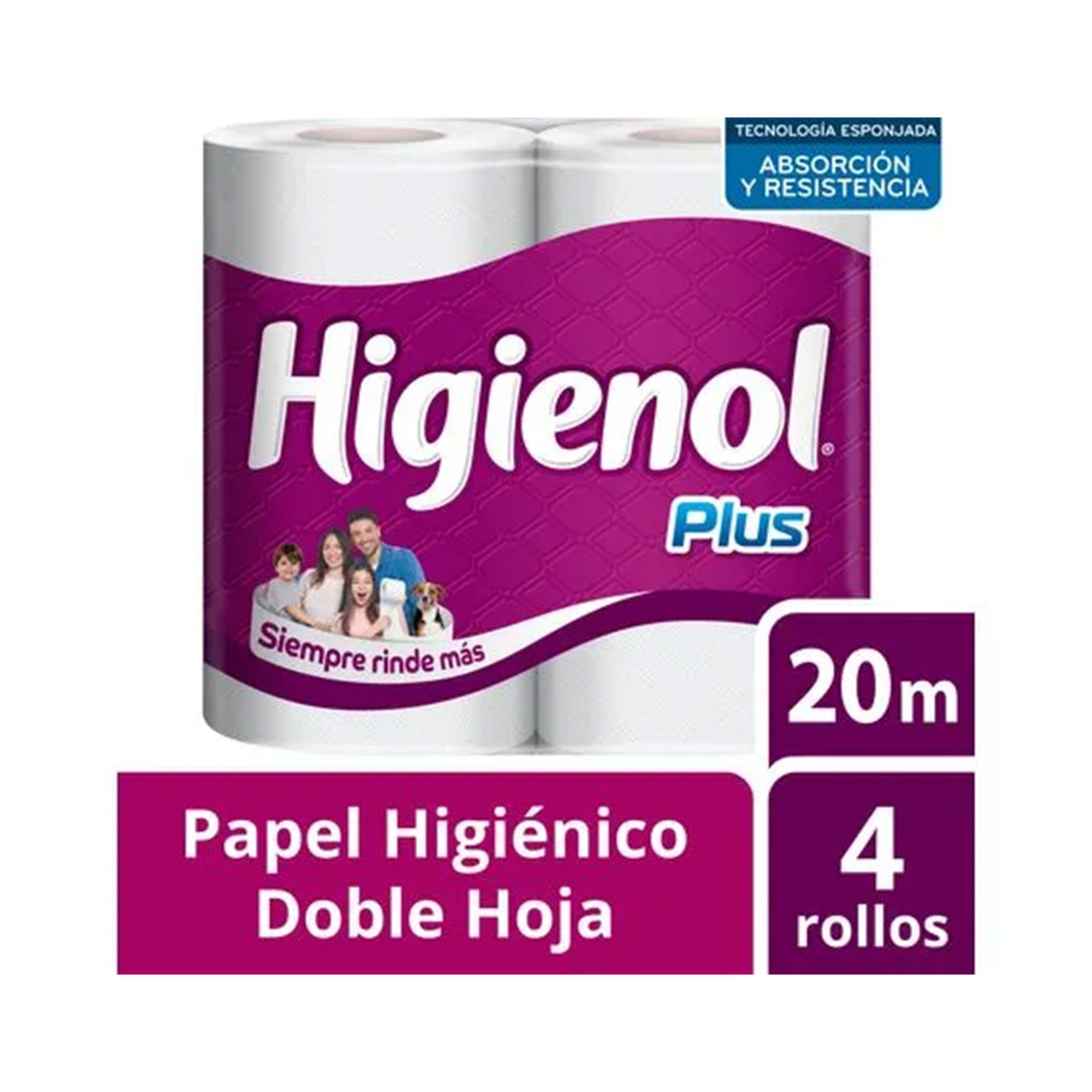 Papel higiénico Higienol Plus doble hoja 20 mts 4 uni