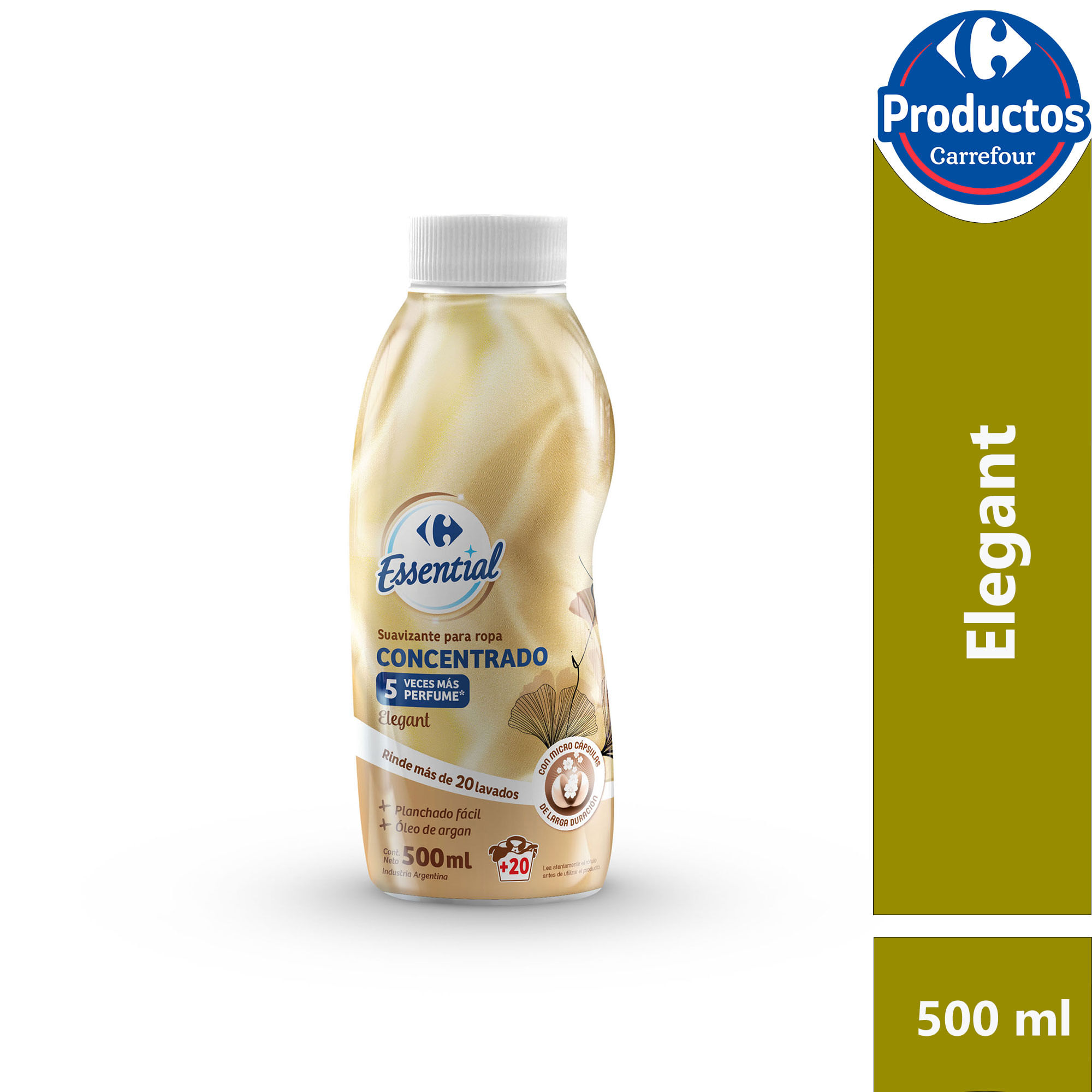 Suavizante concentradro elegant Carrefour Essential en botella 500 cc