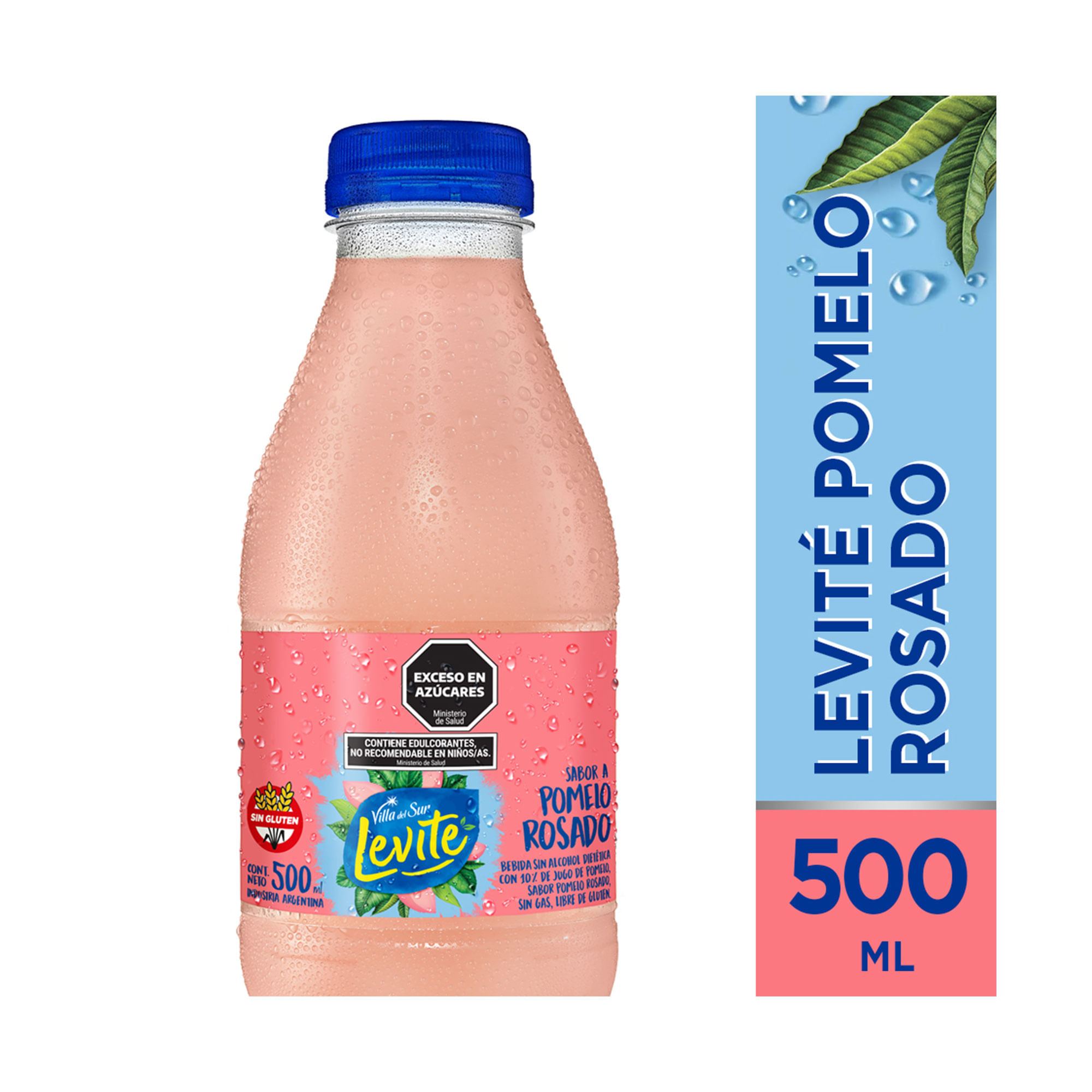 Agua saborizada de pomelo rosado Levité sin gas pet 500 ml