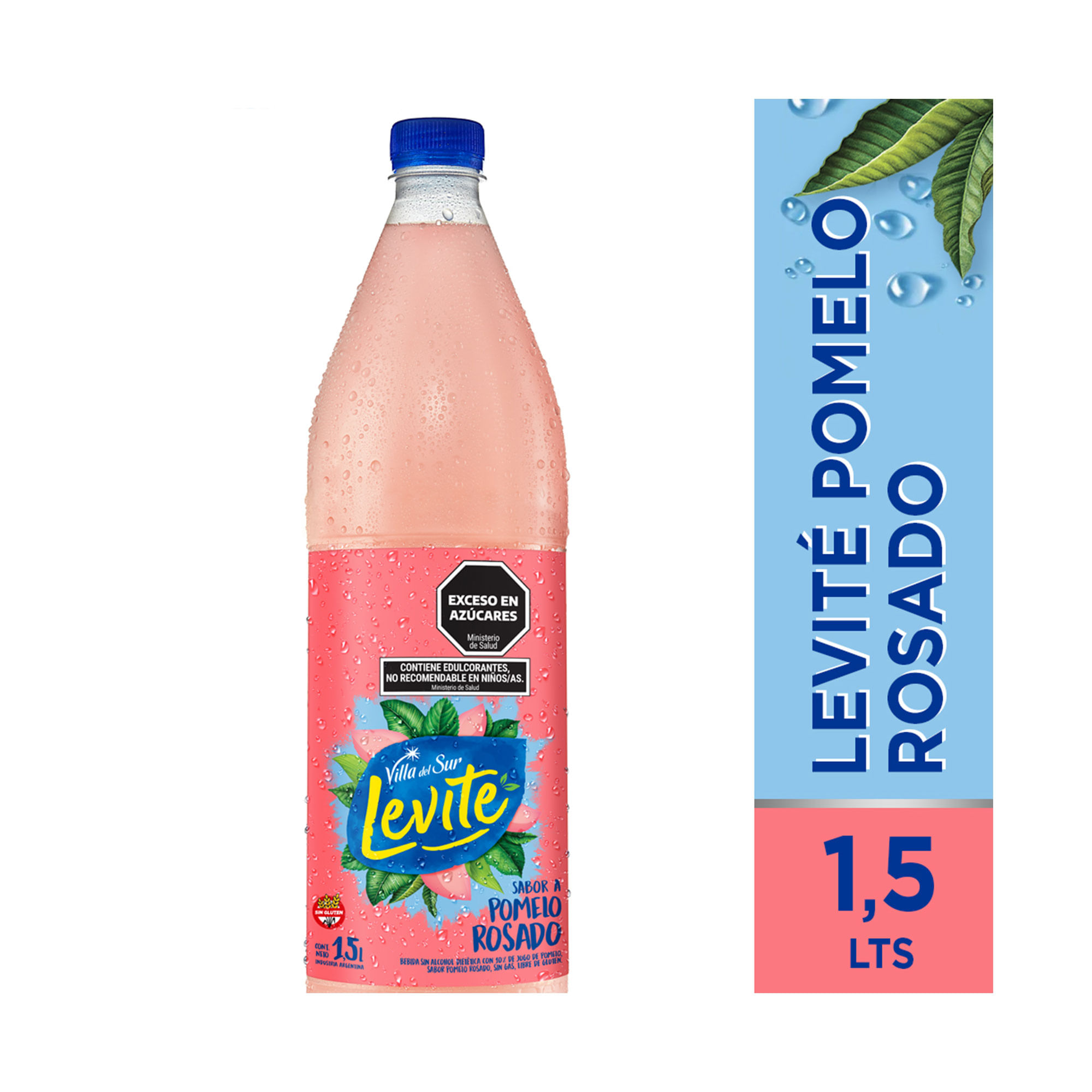 Agua saborizada de pomelo rosado Levité sin gas 1,5 lts