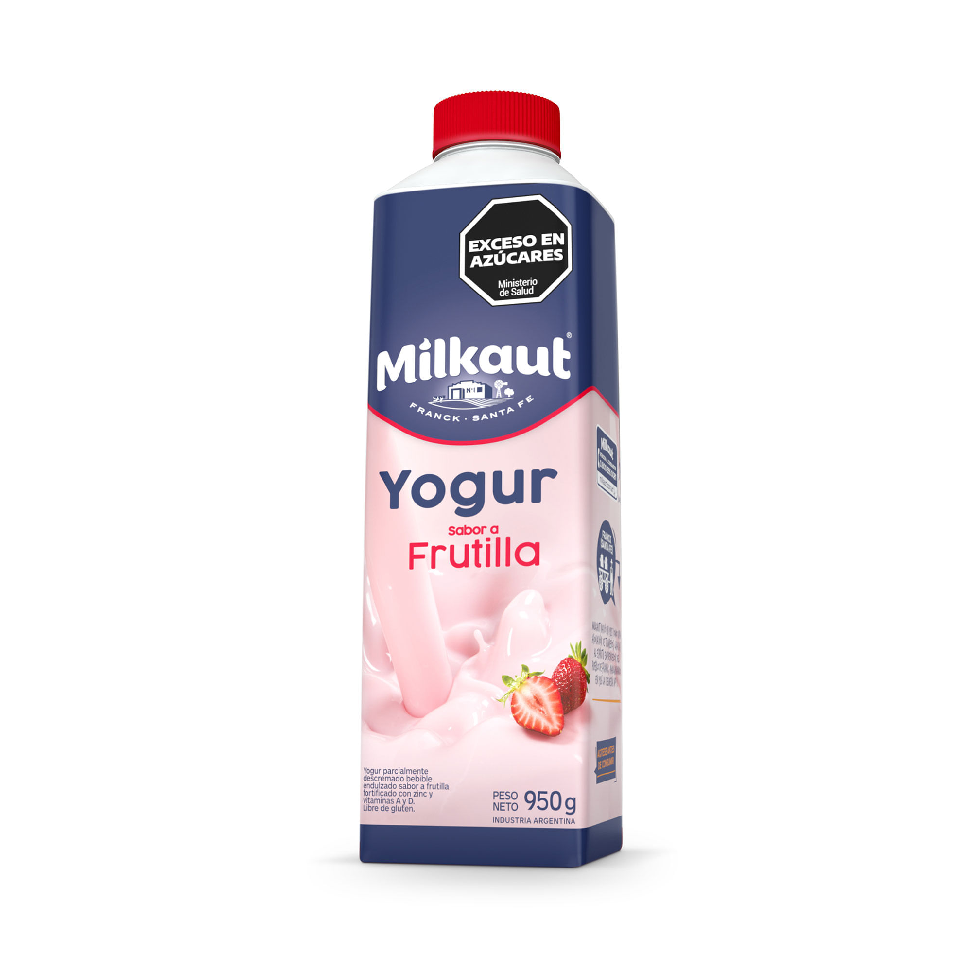 Yogur entero Milkaut de frutilla brick 950 g.