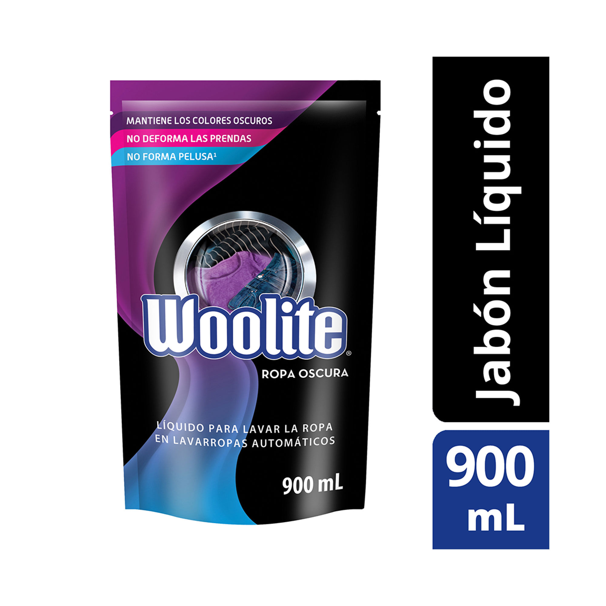 Detergente ropa oscura Woolite baja espuma dp 900 cc.