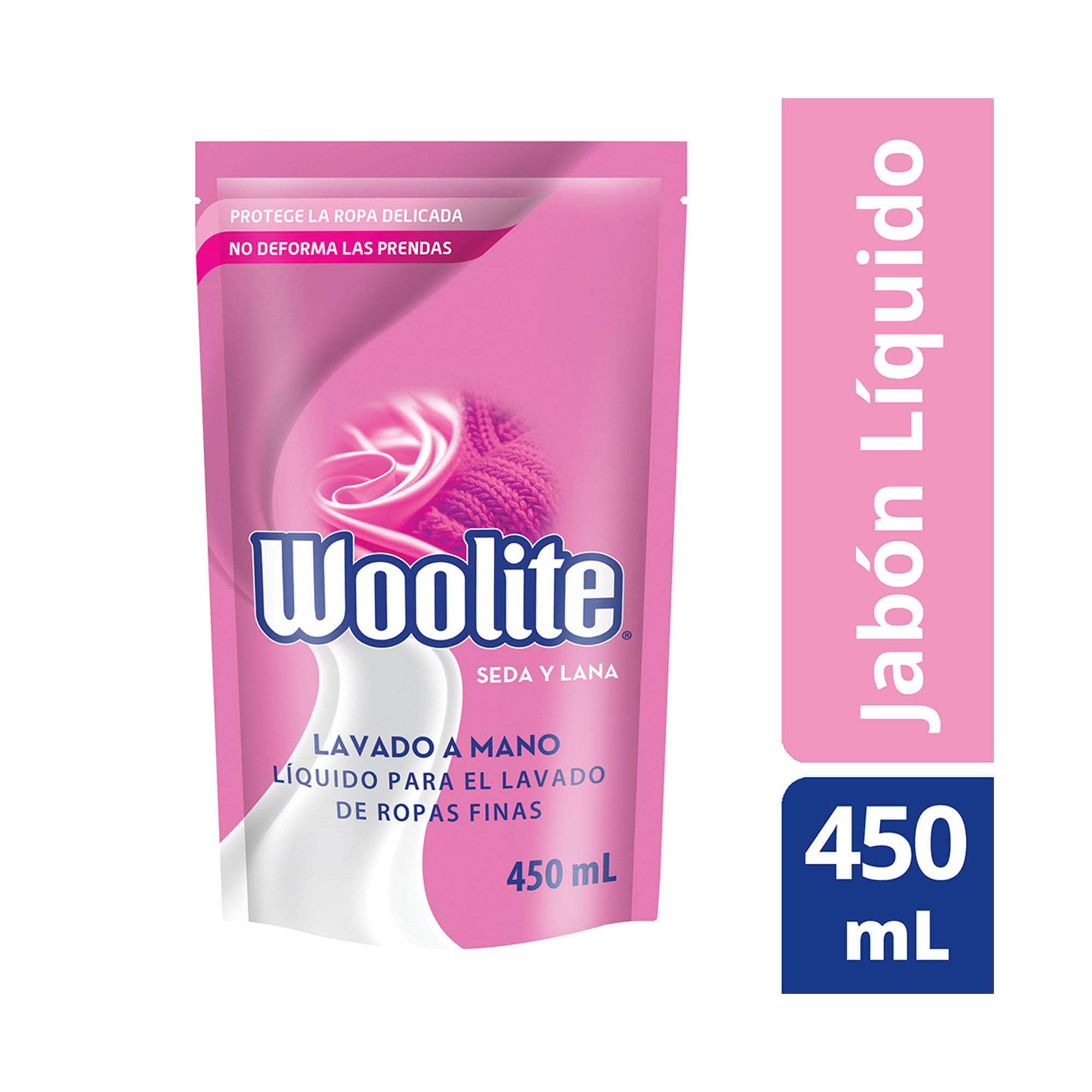 Detergente ropa fina Woolite lavado a mano seda dp 450 cc.