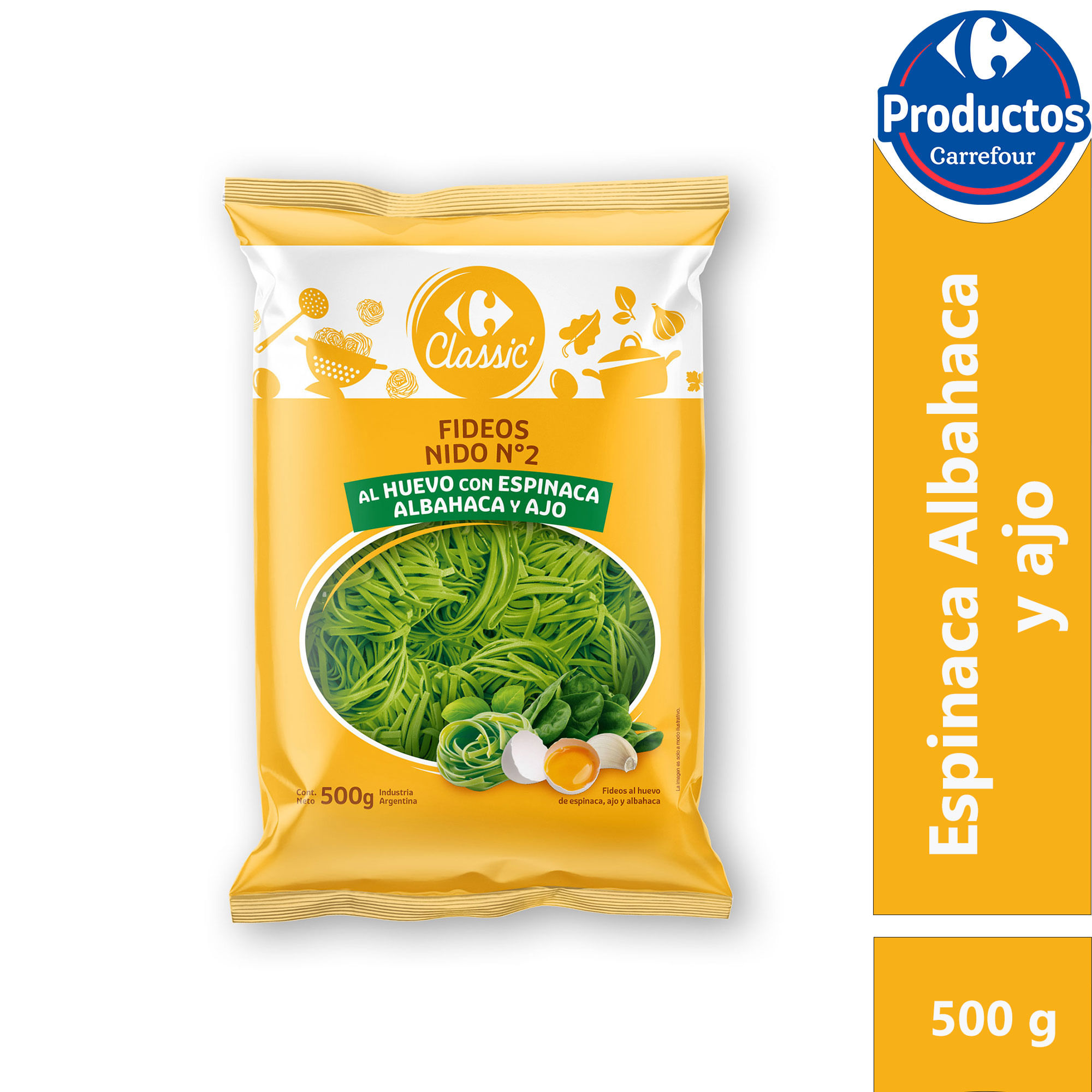Fideos nido huevo Carrefour Classic 500 g.